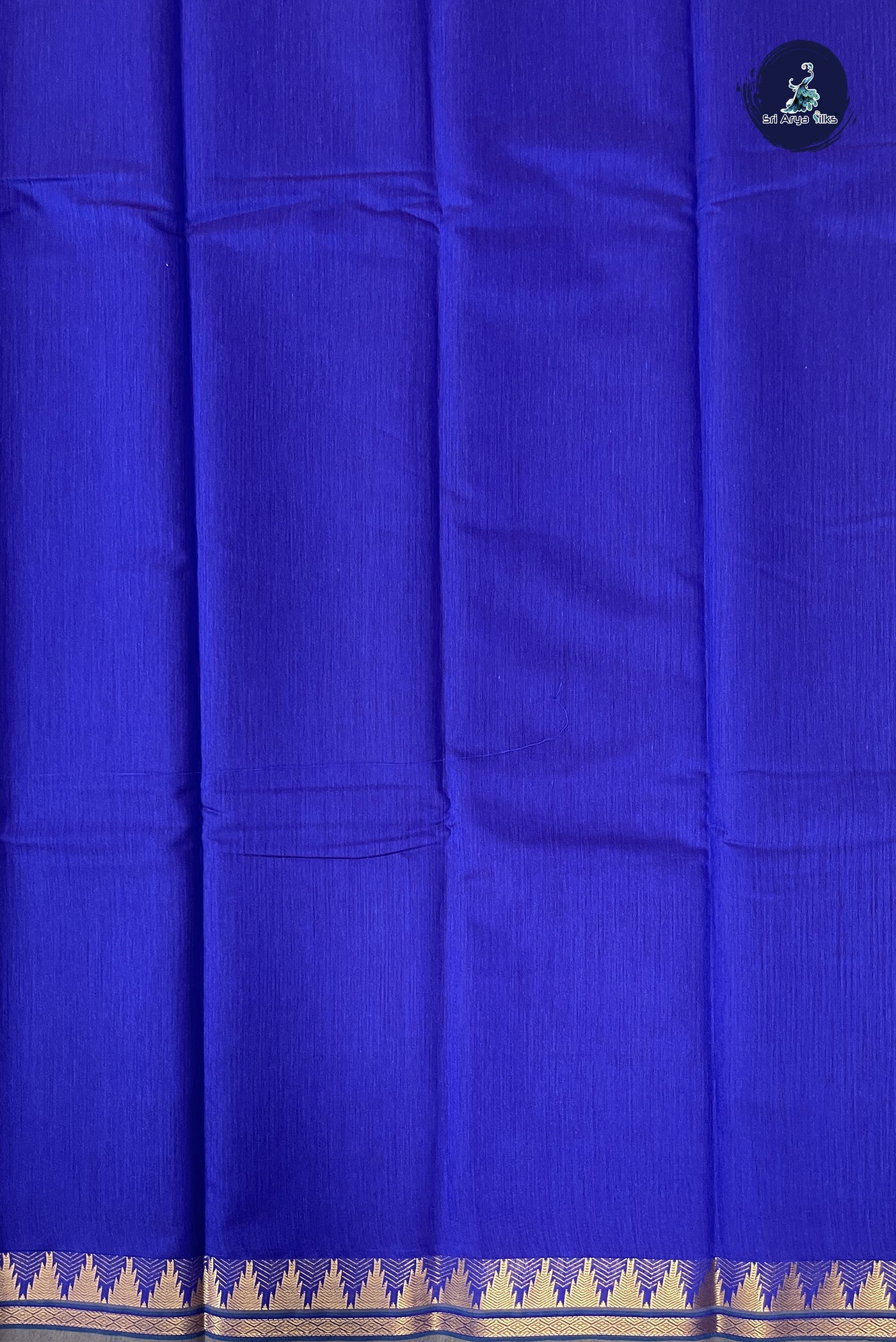 MS Blue Budget Semi Silk Cotton Saree With Plain Pattern