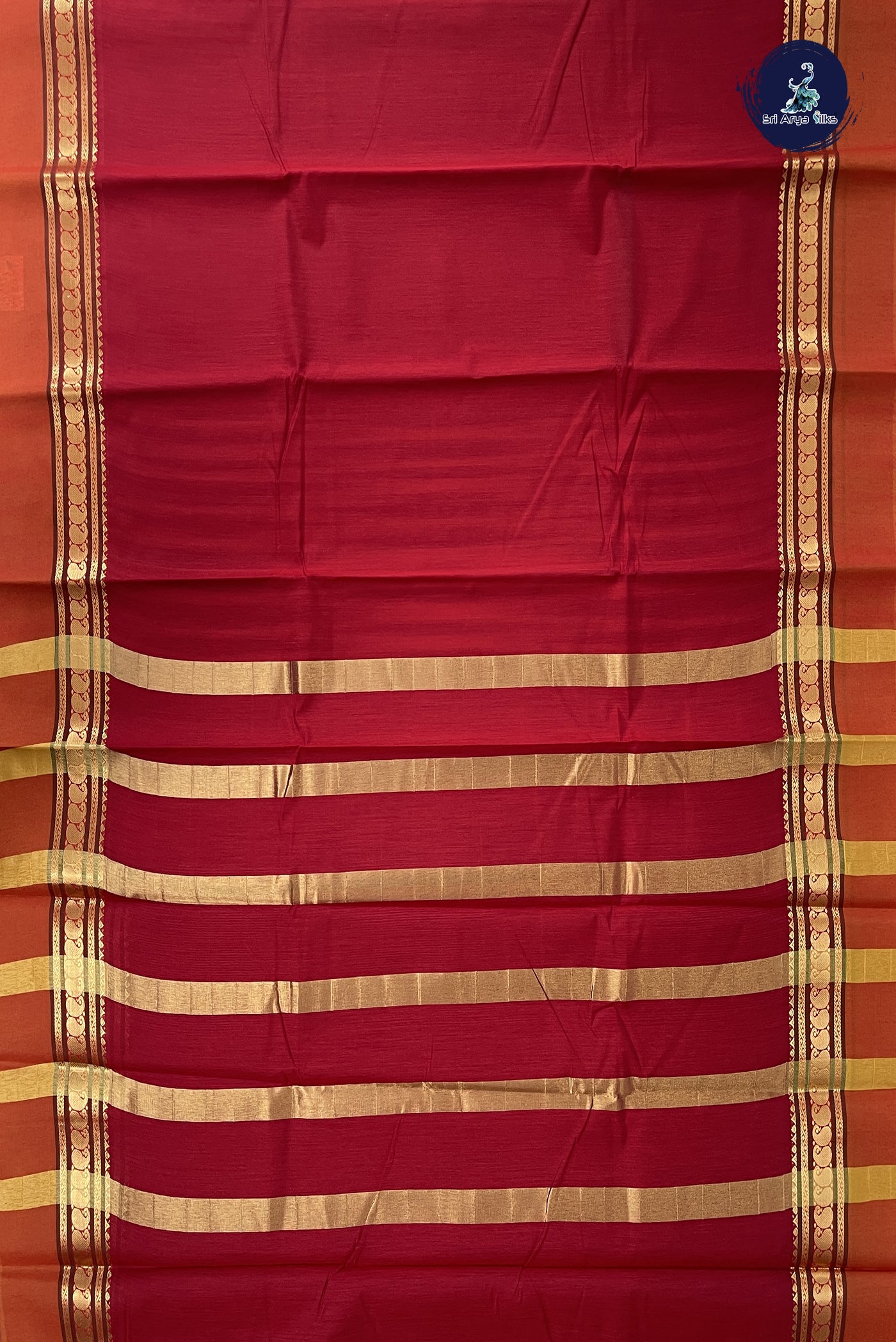 Maroon Budget Semi Silk Cotton Saree With Plain Pattern