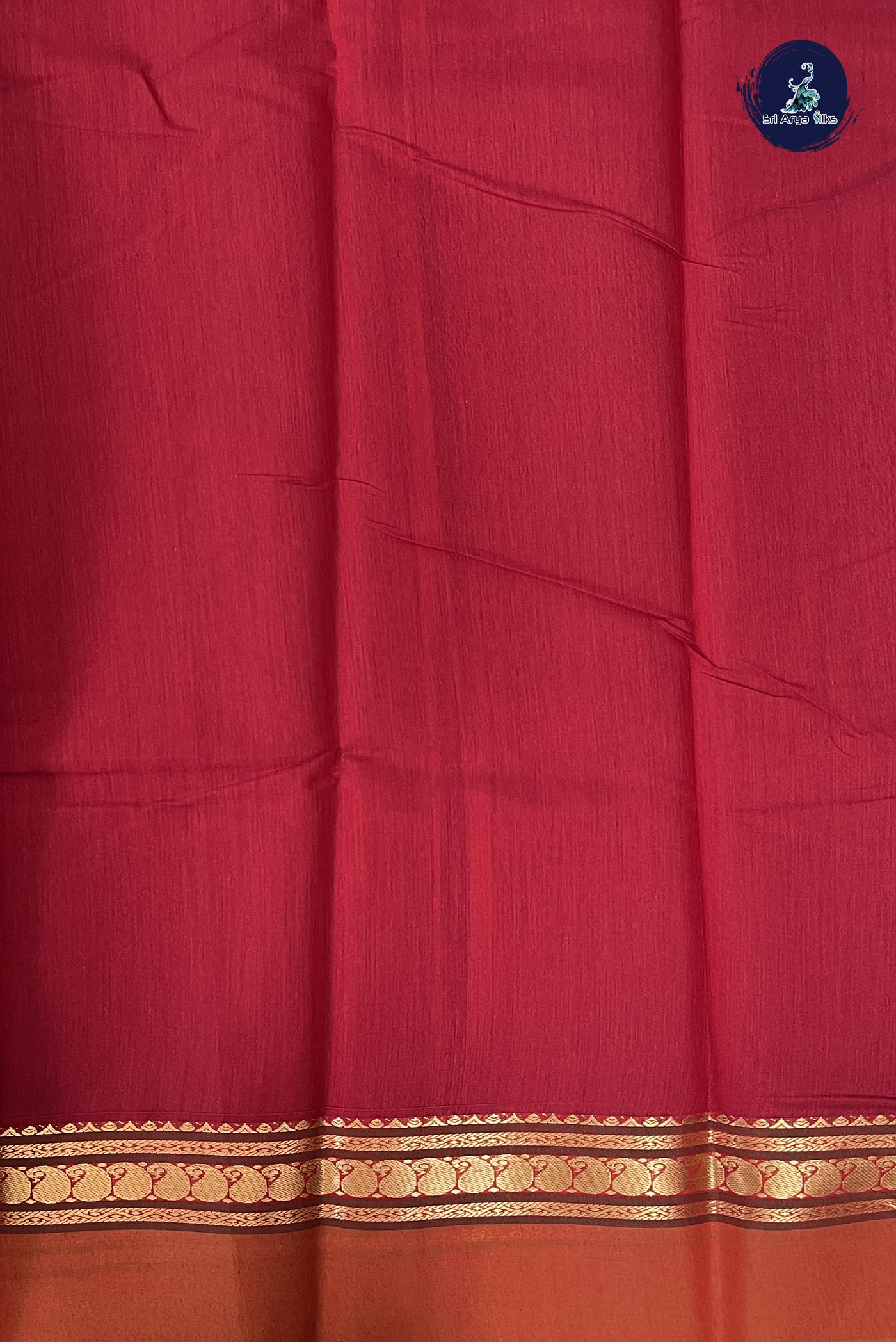 Maroon Budget Semi Silk Cotton Saree With Plain Pattern