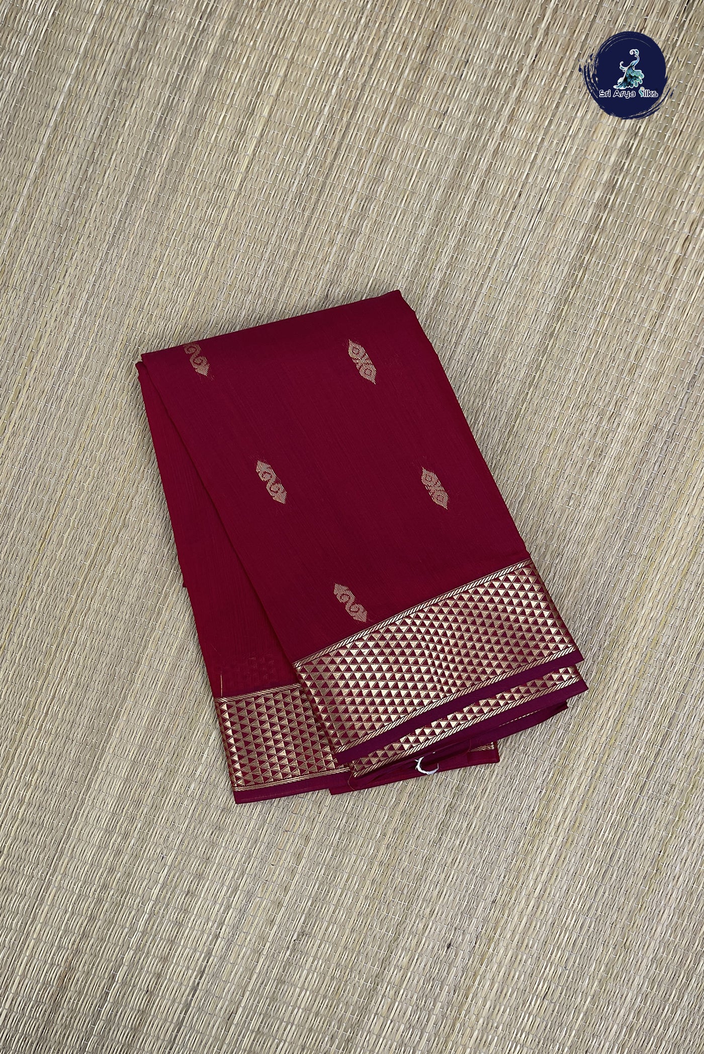 Maroon Budget Semi Silk Cotton Saree With Zari Buttas Pattern