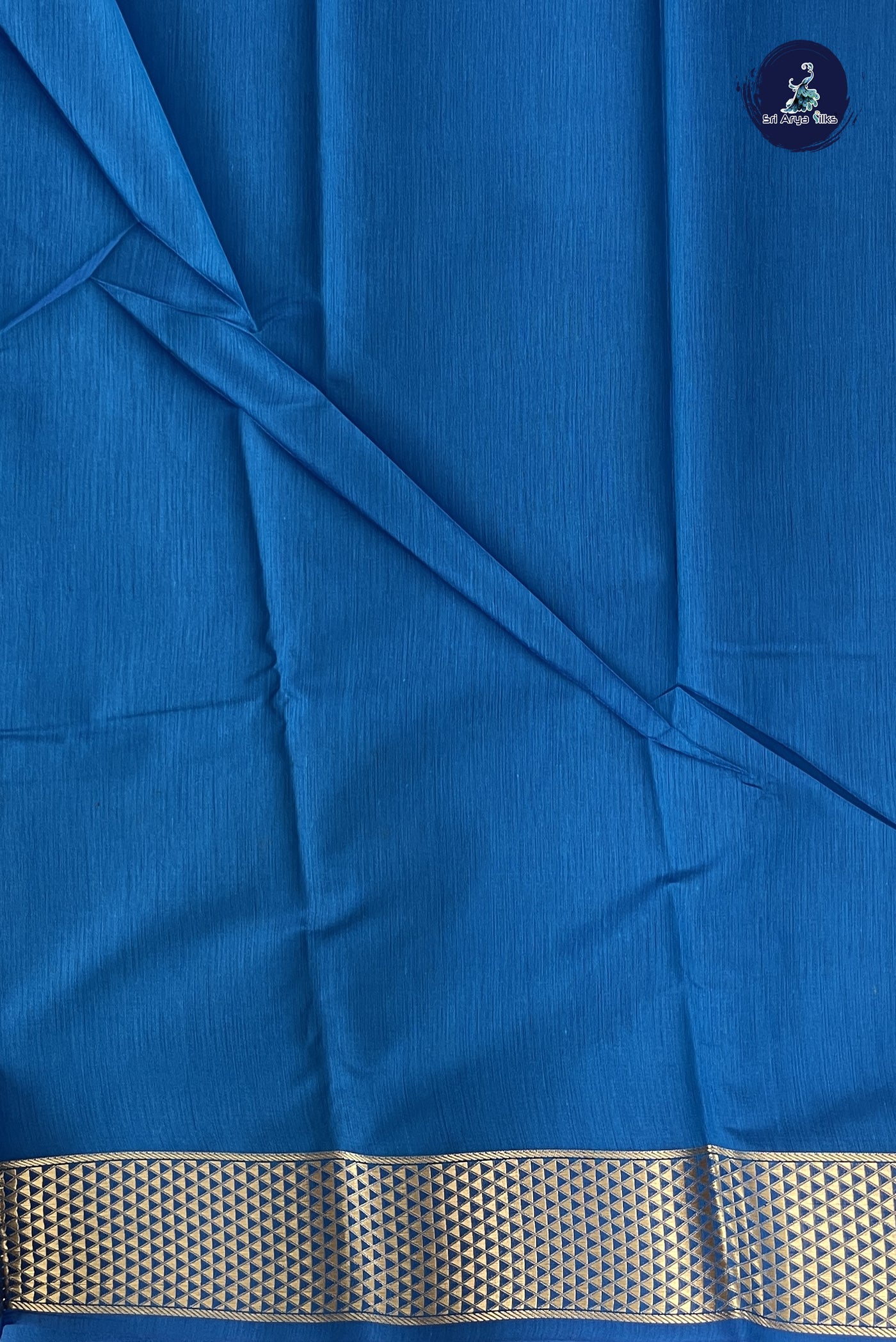 Sapphire Blue Budget Semi Silk Cotton Saree With Zari Buttas Pattern