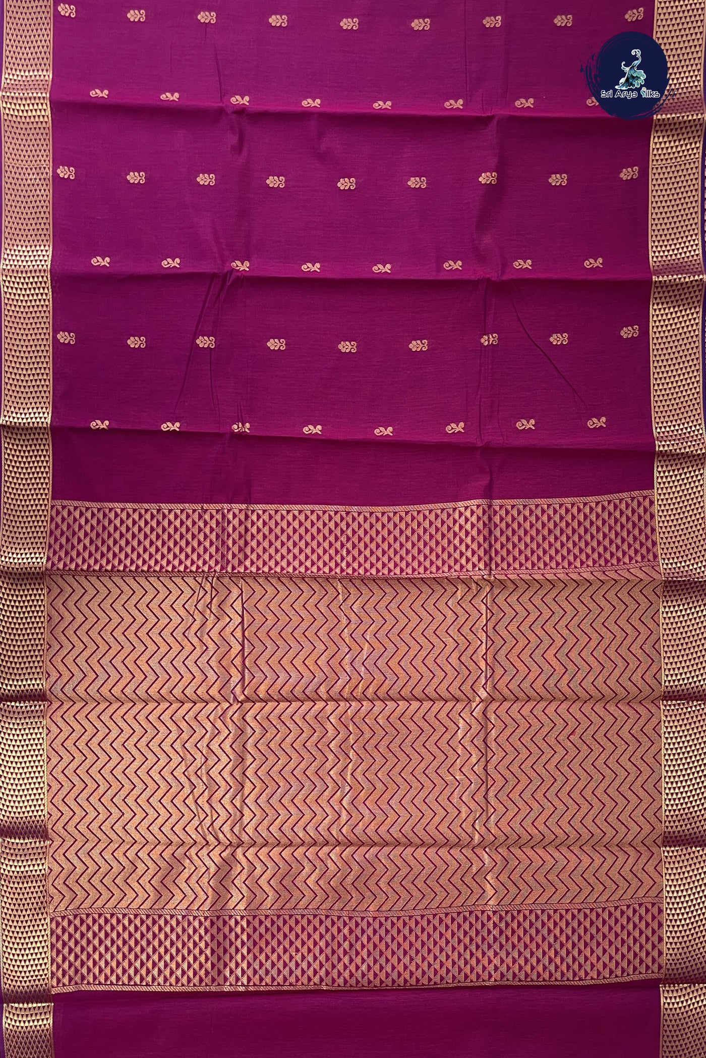 BeetRoot Shade Budget Semi Silk Cotton Saree With Zari Buttas Pattern