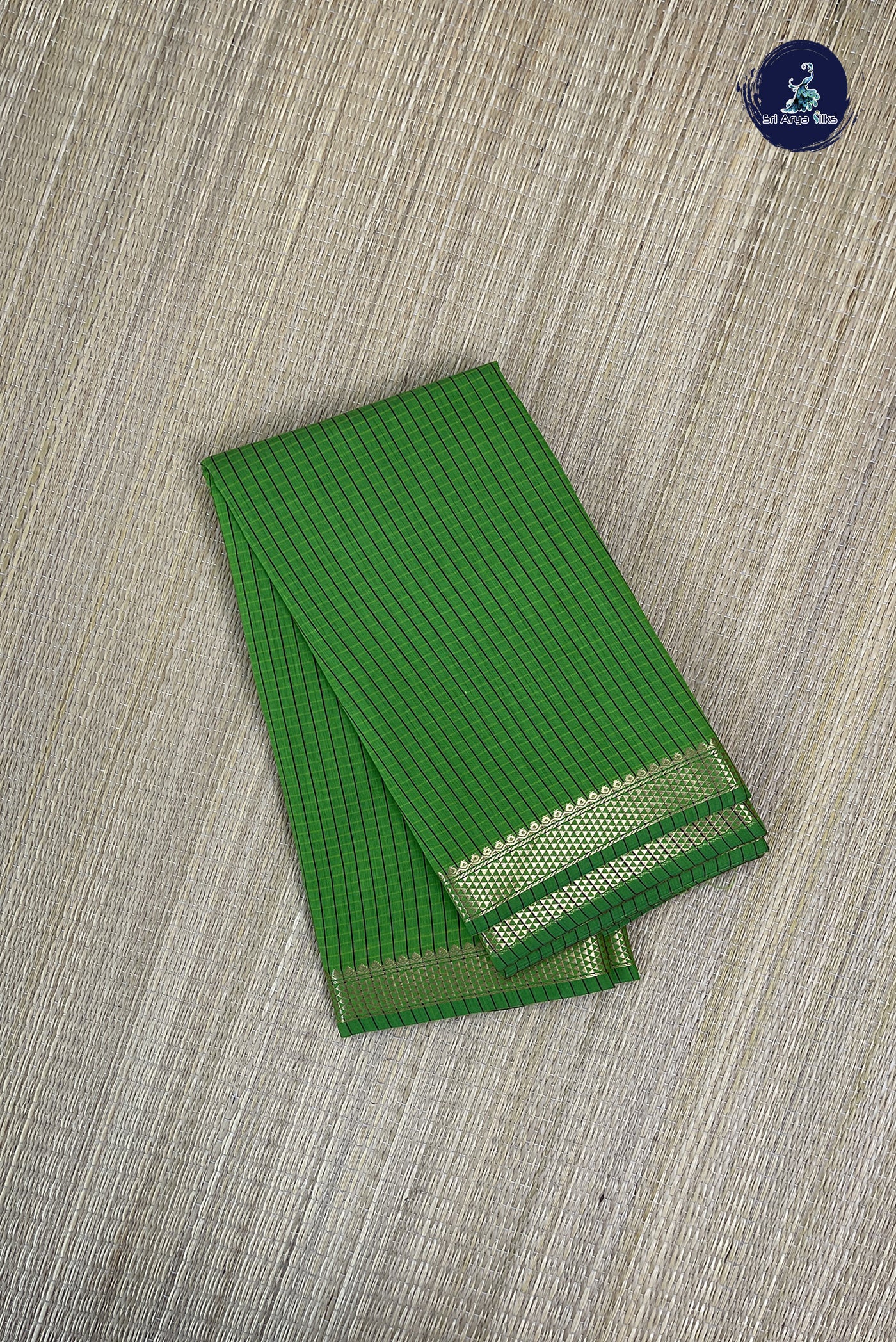 Light Green Budget Semi Silk Cotton Saree With Checked Pattern