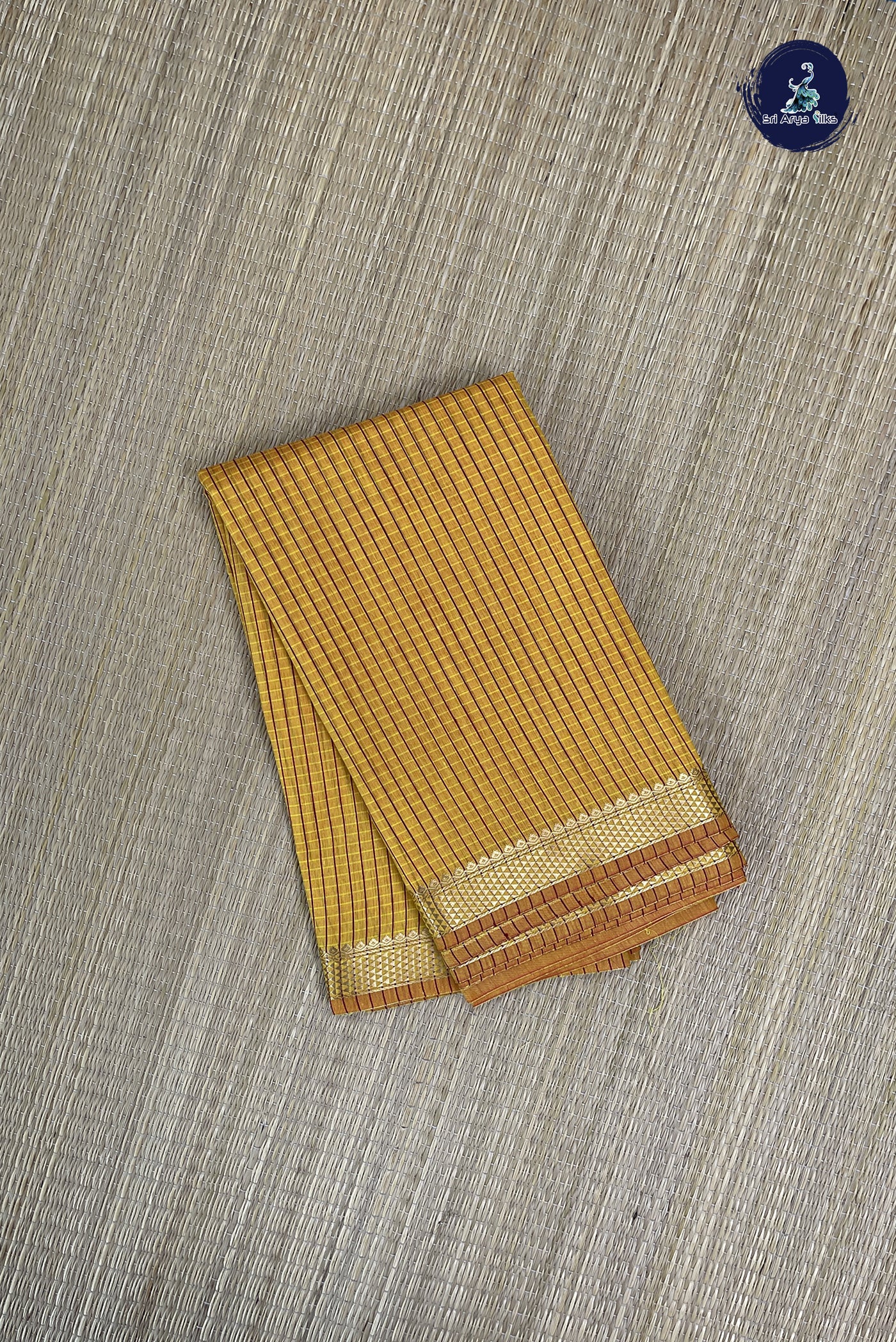 Yellow Budget Semi Silk Cotton Saree With Checked Pattern