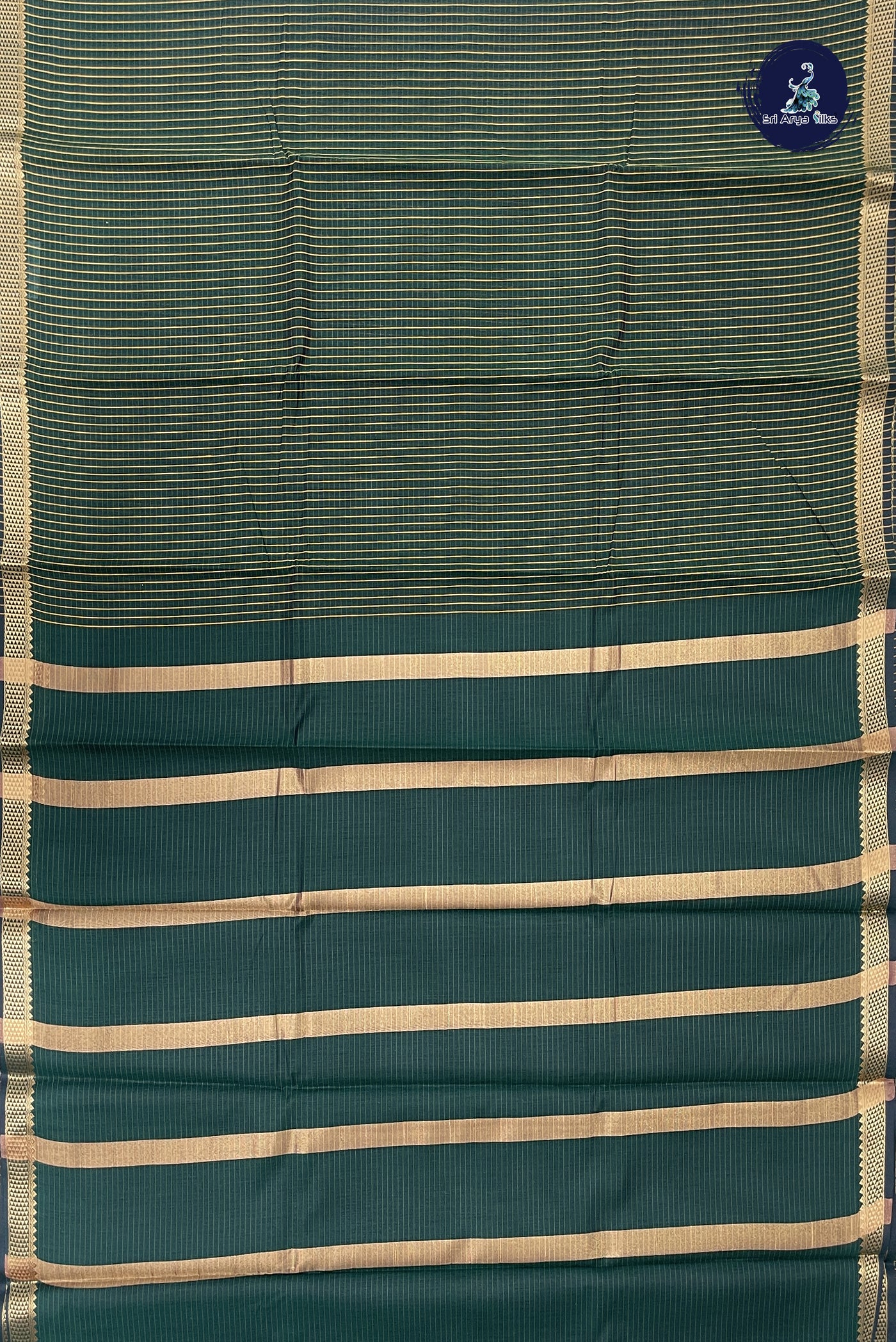 Bottle Green Budget Semi Silk Cotton Saree With Checked Pattern