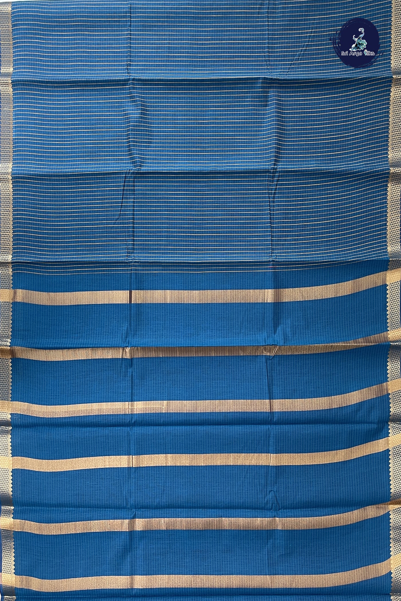 Peacock Blue Budget Semi Silk Cotton Saree With Checked Pattern