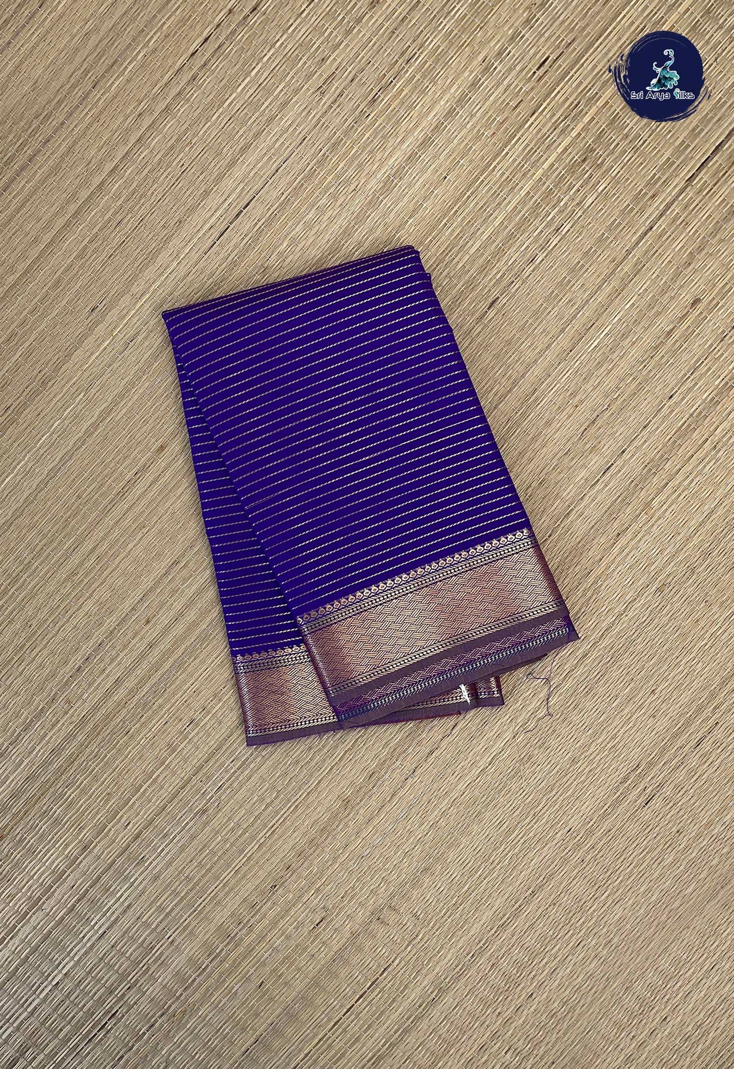 Violet Budget Semi Silk Cotton Saree With Stripes Pattern