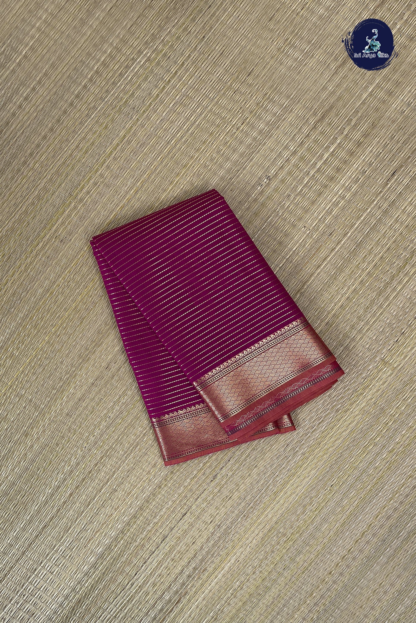 Rani Pink Budget Semi Silk Cotton Saree With Stripes Pattern