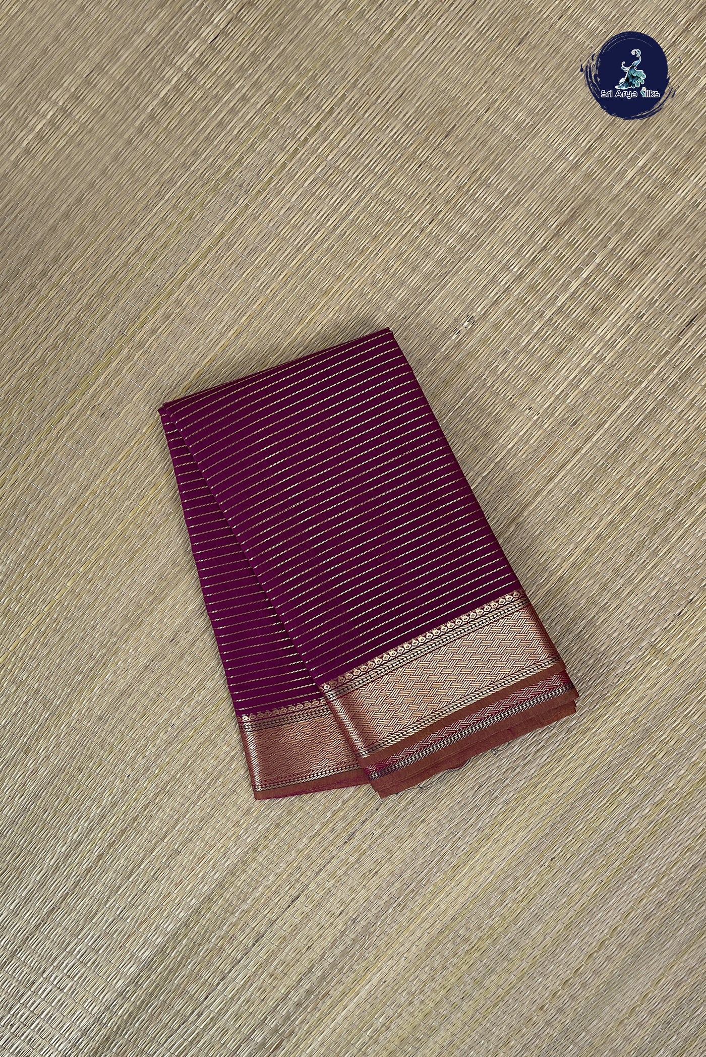 Burgundy Budget Semi Silk Cotton Saree With Stripes Pattern