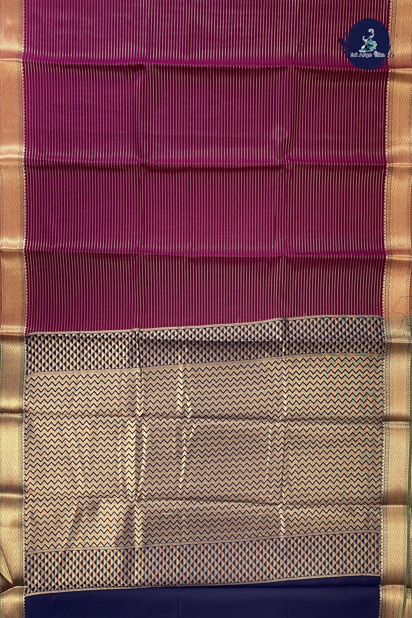 Burgundy Budget Semi Silk Cotton Saree With Stripes Pattern