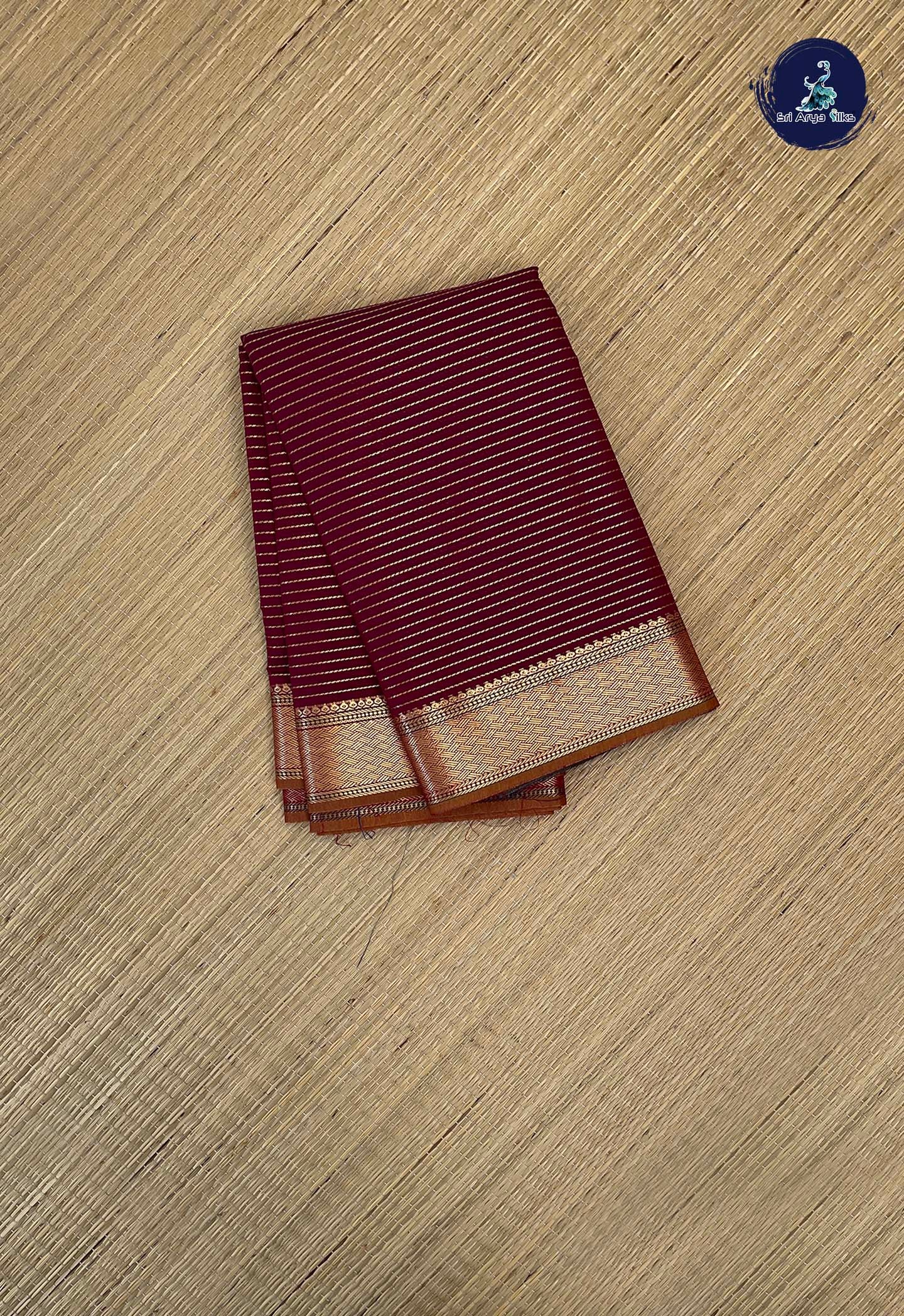 Maroon Budget Semi Silk Cotton Saree With Stripes Pattern