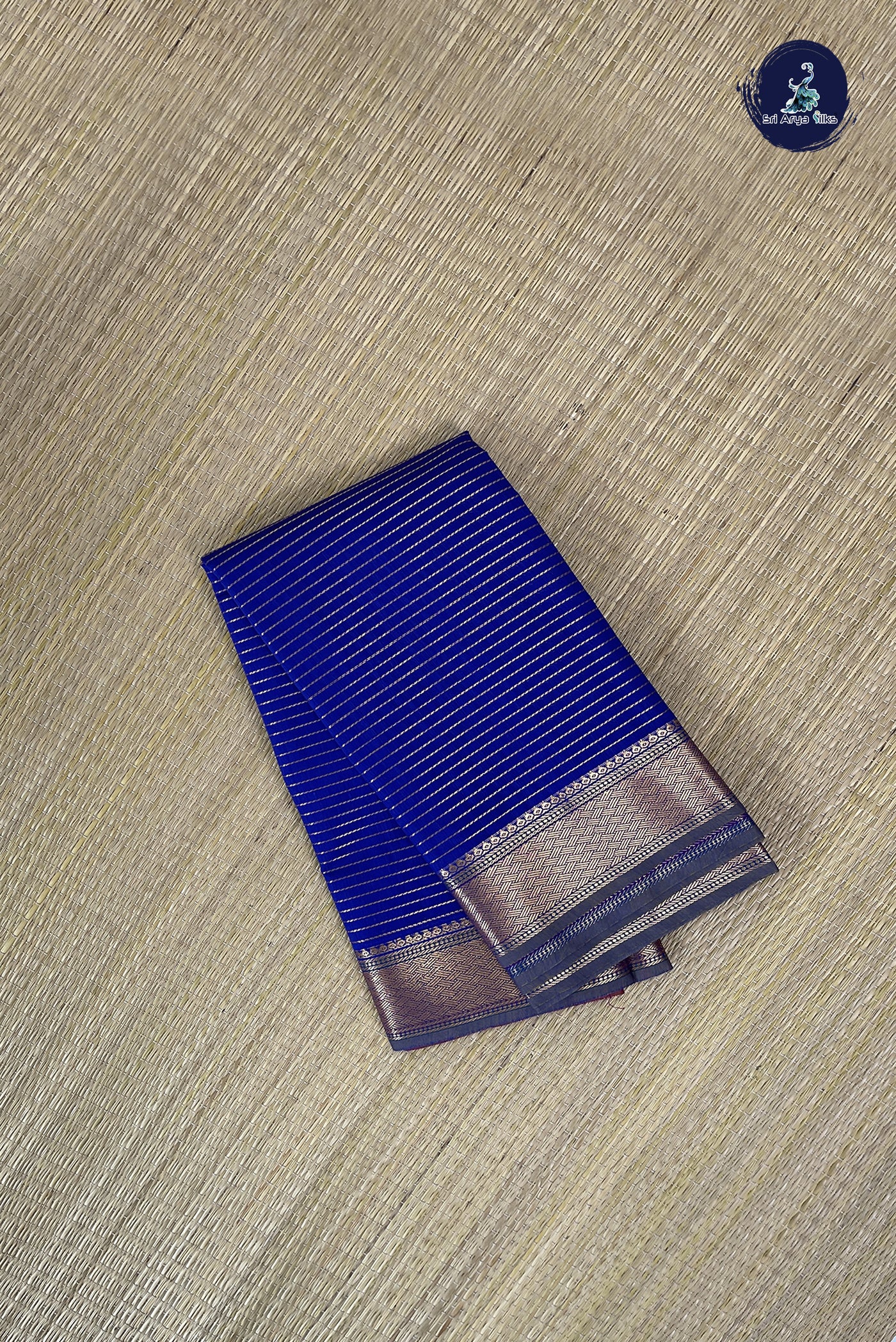 Blue Budget Semi Silk Cotton Saree With Stripes Pattern