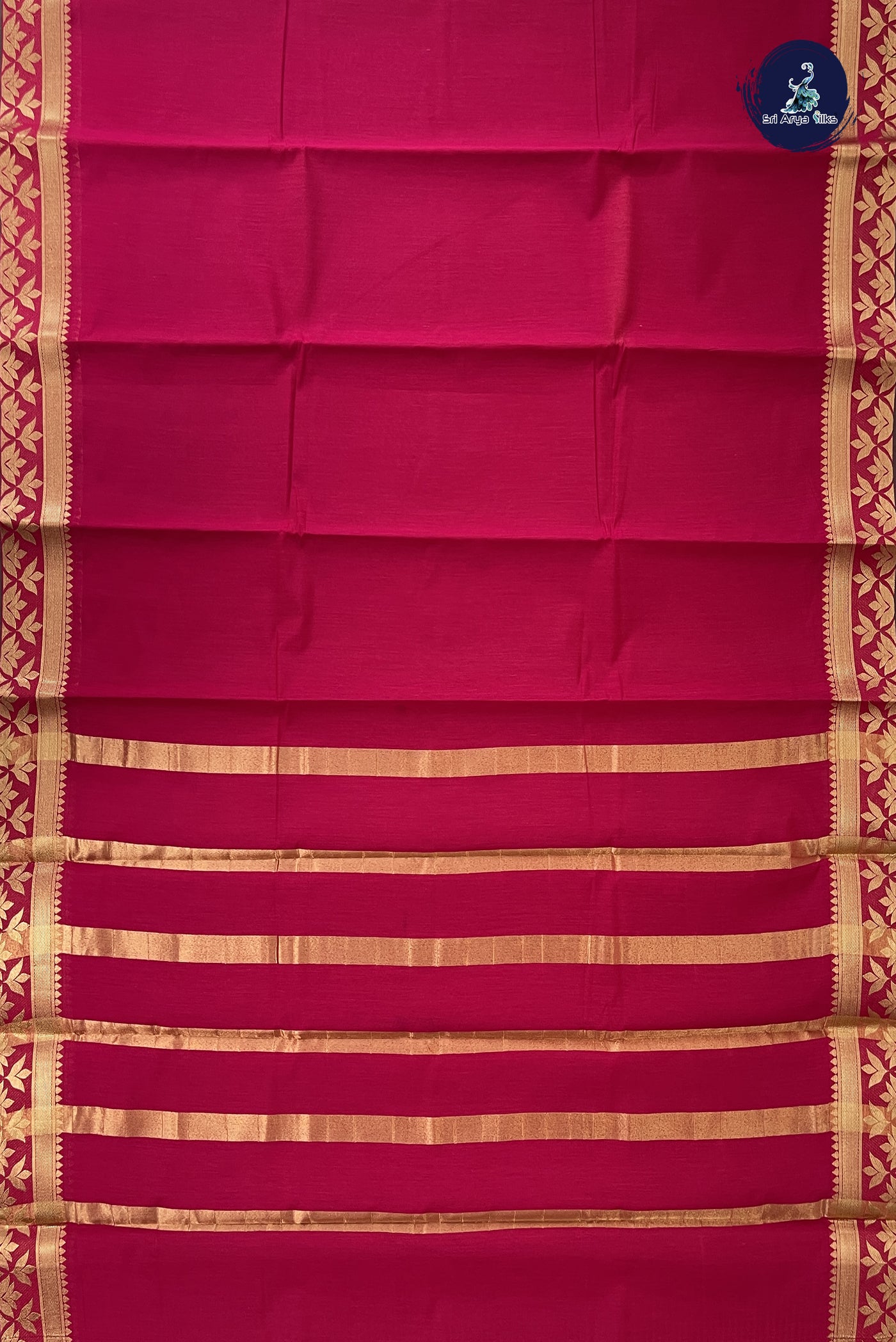 Dark Pink Budget Semi Silk Cotton Saree With Plain Pattern