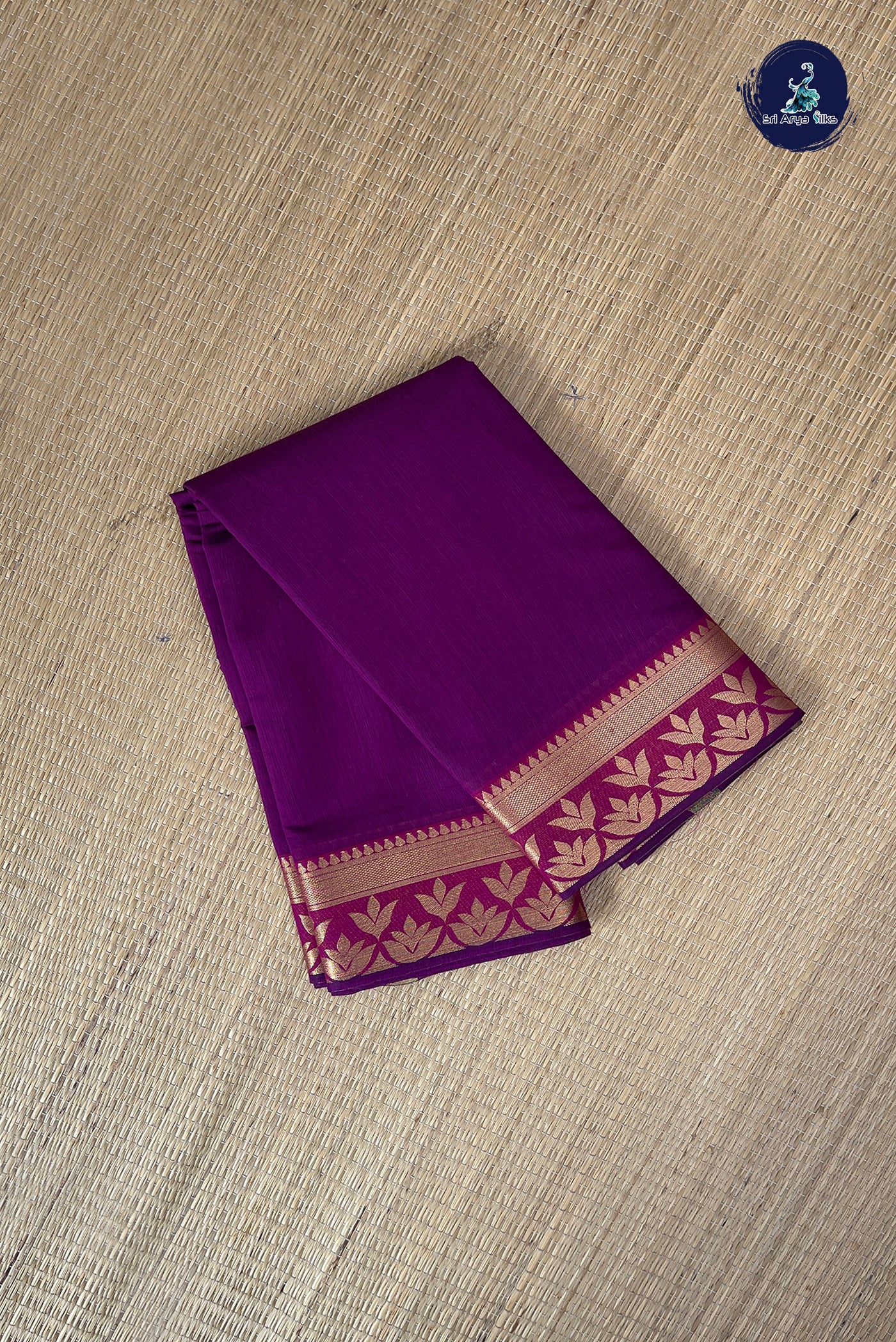 Dual Tone Purple Budget Semi Silk Cotton Saree With Plain Pattern