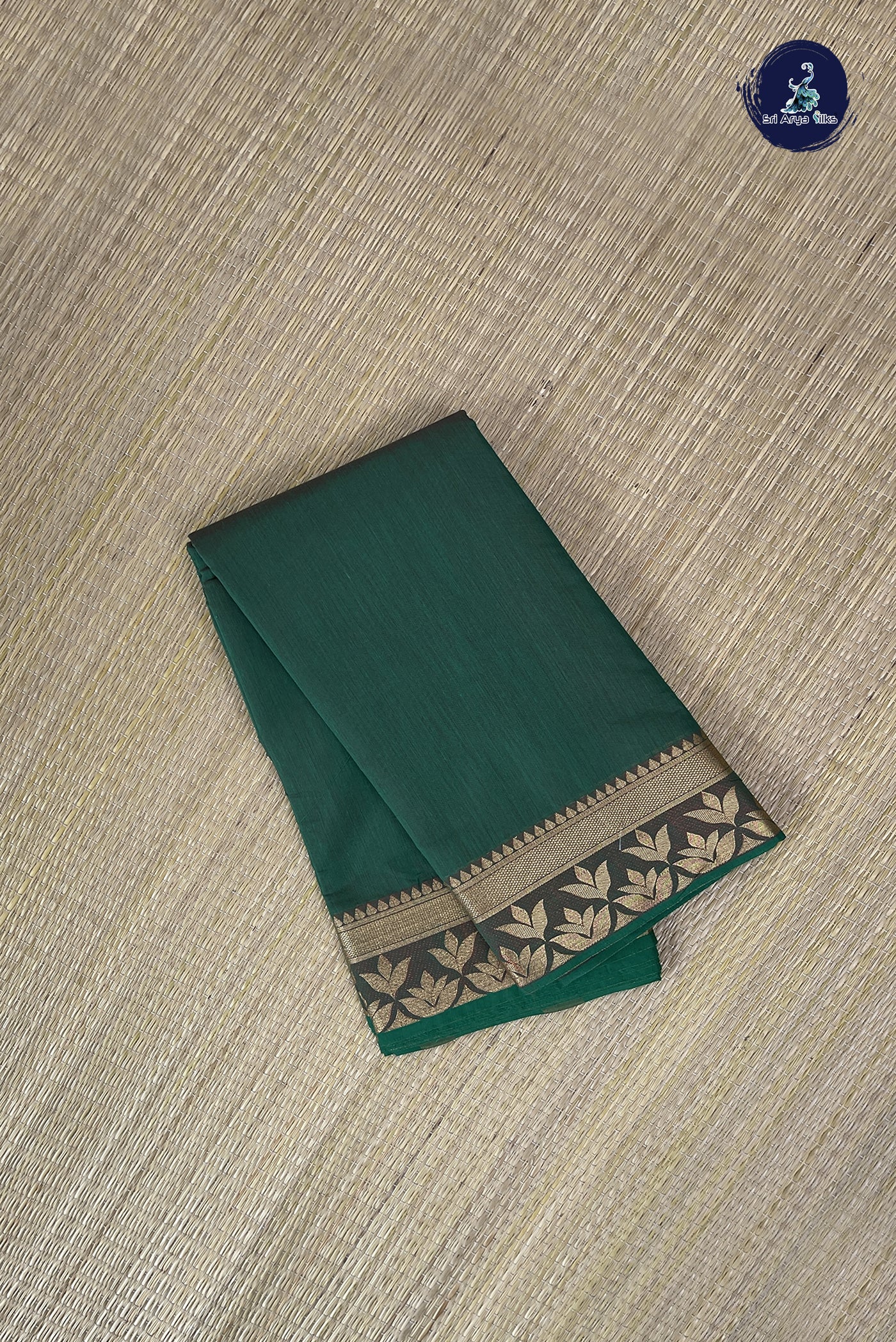 Green Budget Semi Silk Cotton Saree With Plain Pattern
