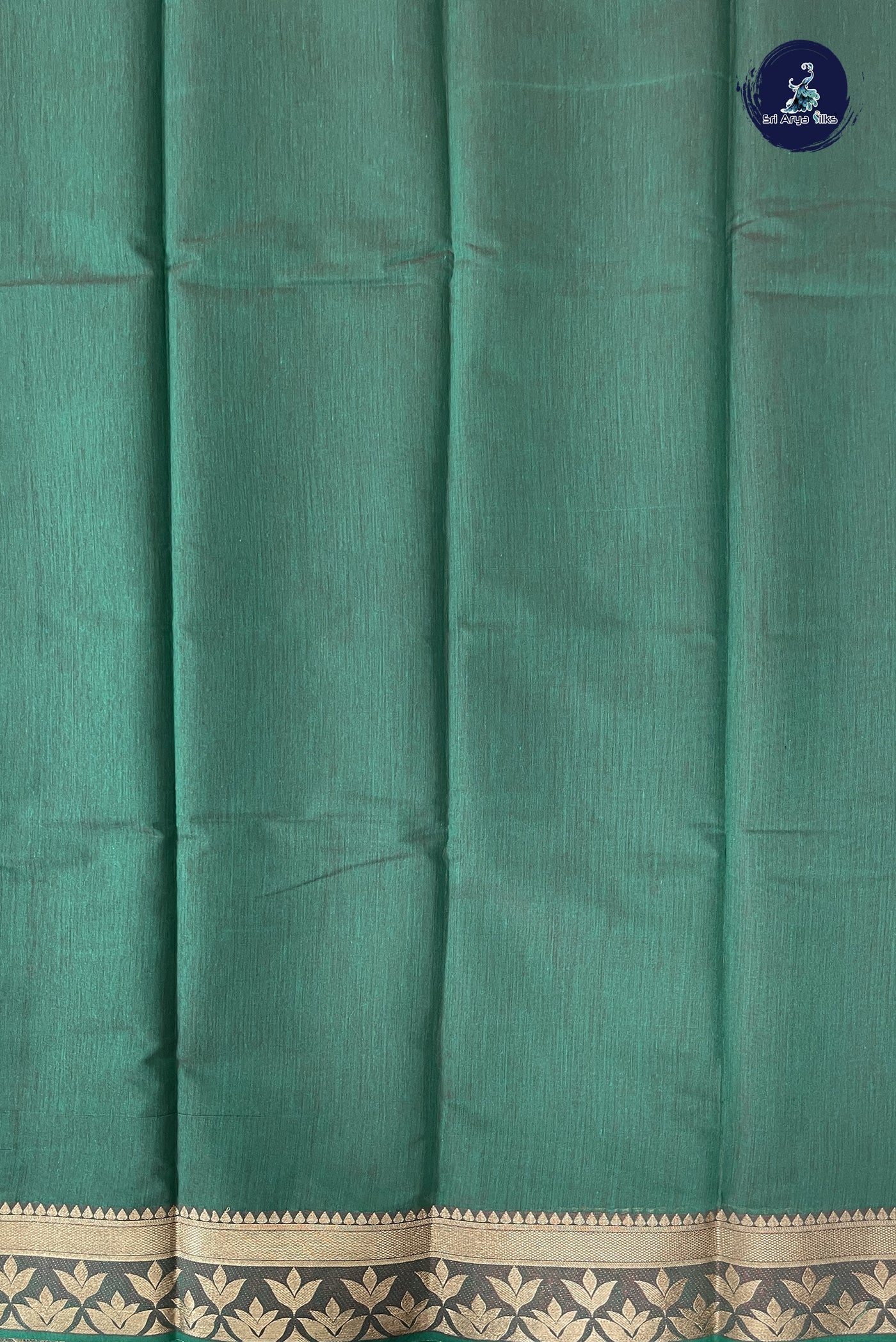 Green Budget Semi Silk Cotton Saree With Plain Pattern