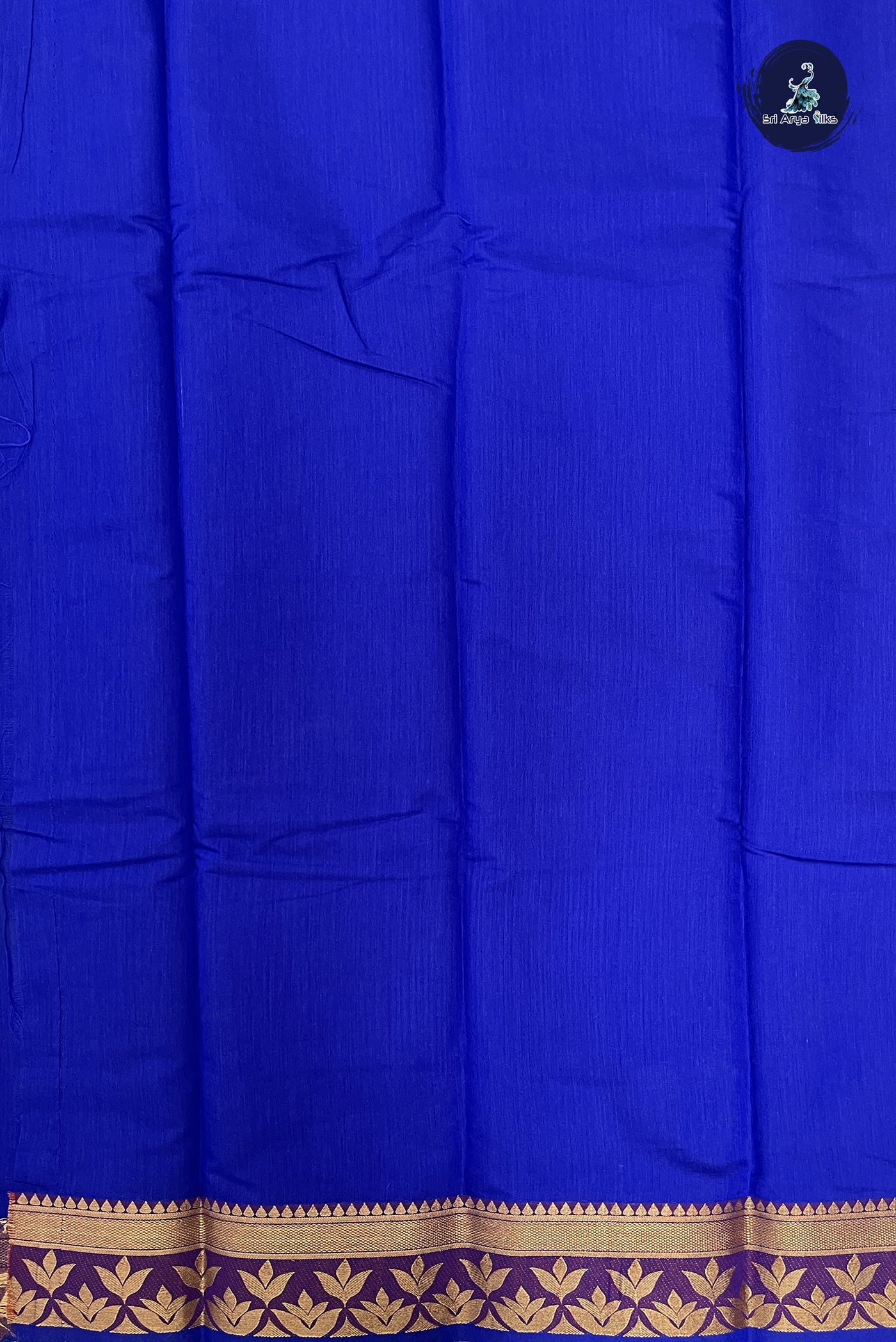Blue Budget Semi Silk Cotton Saree With Plain Pattern