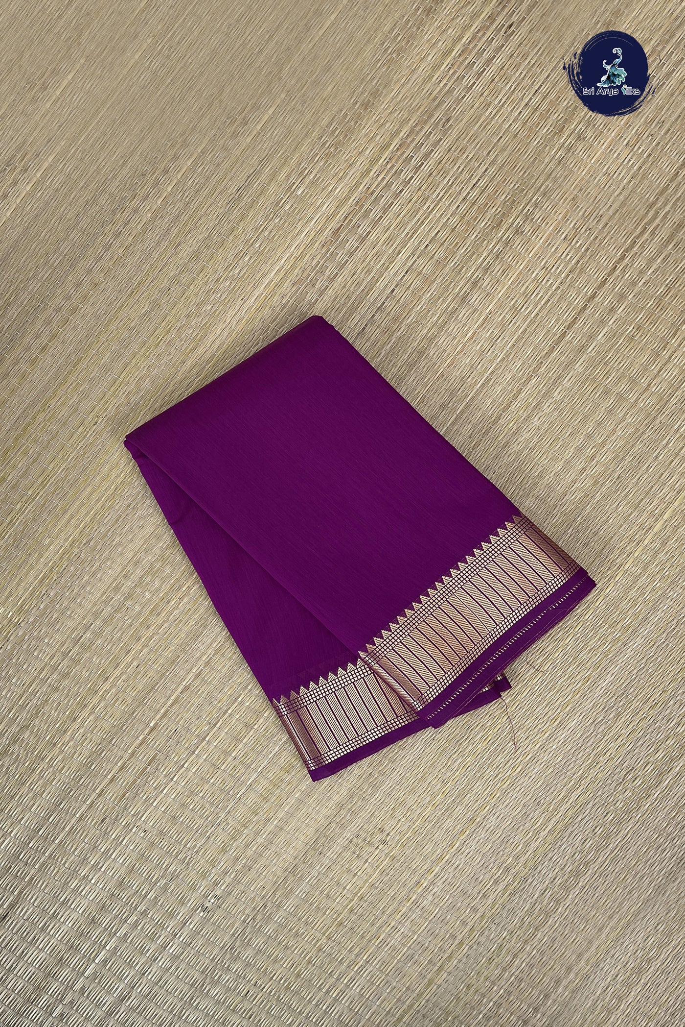 Purple Budget Semi Silk Cotton Saree With Plain Pattern