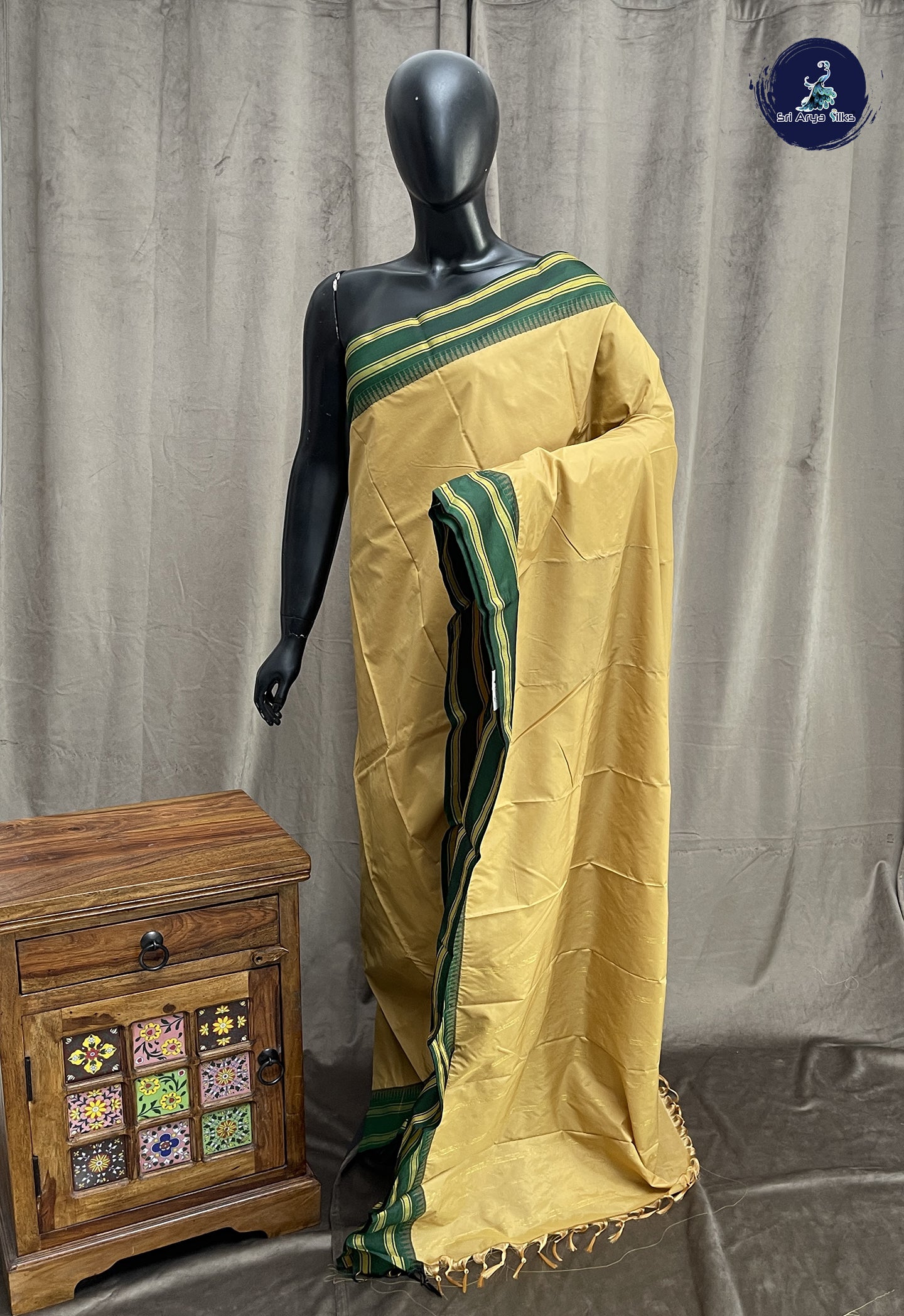 khaki semi silk cotton saree