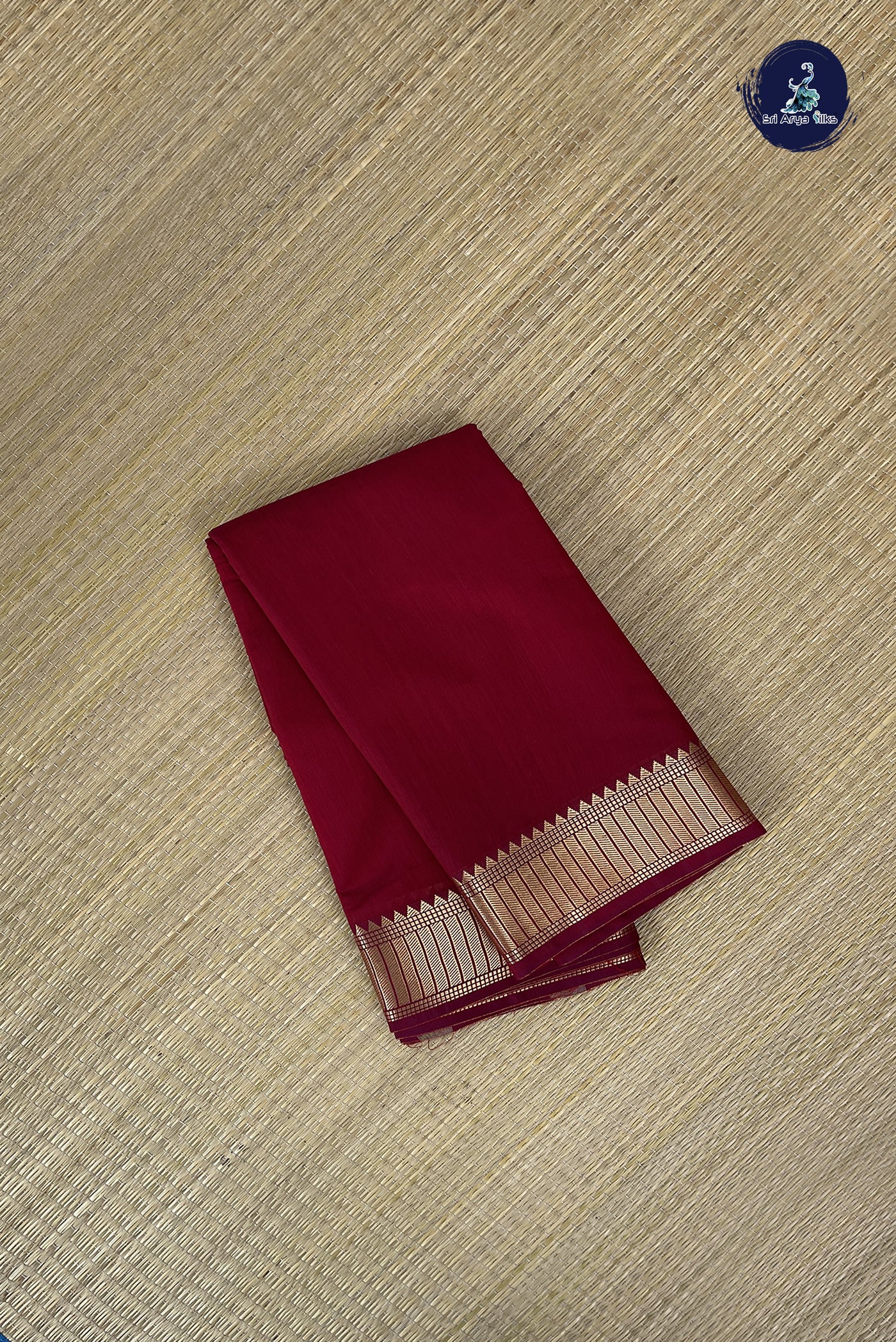 Maroon Budget Semi Silk Cotton Saree With Plain Pattern