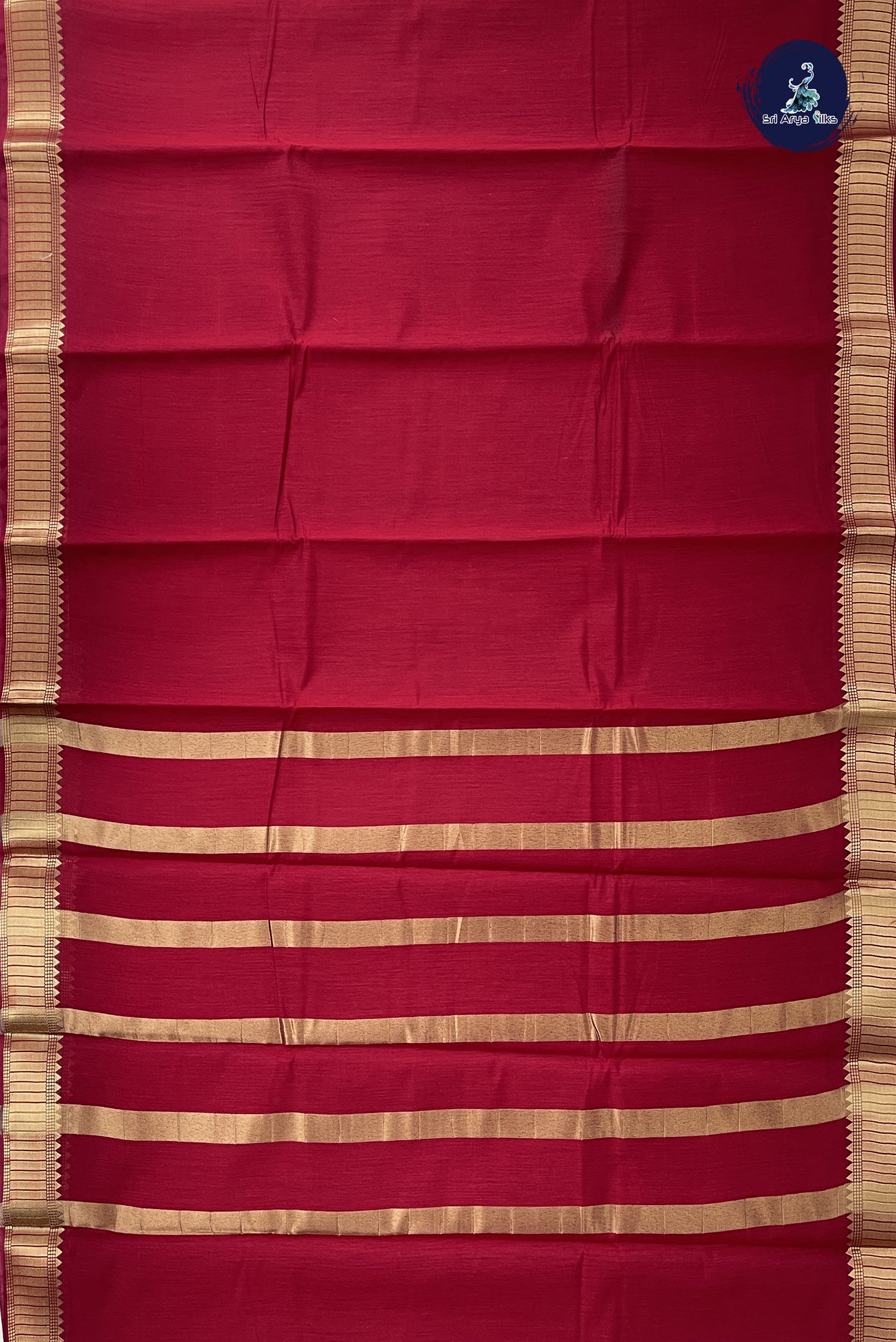 Maroon Budget Semi Silk Cotton Saree With Plain Pattern
