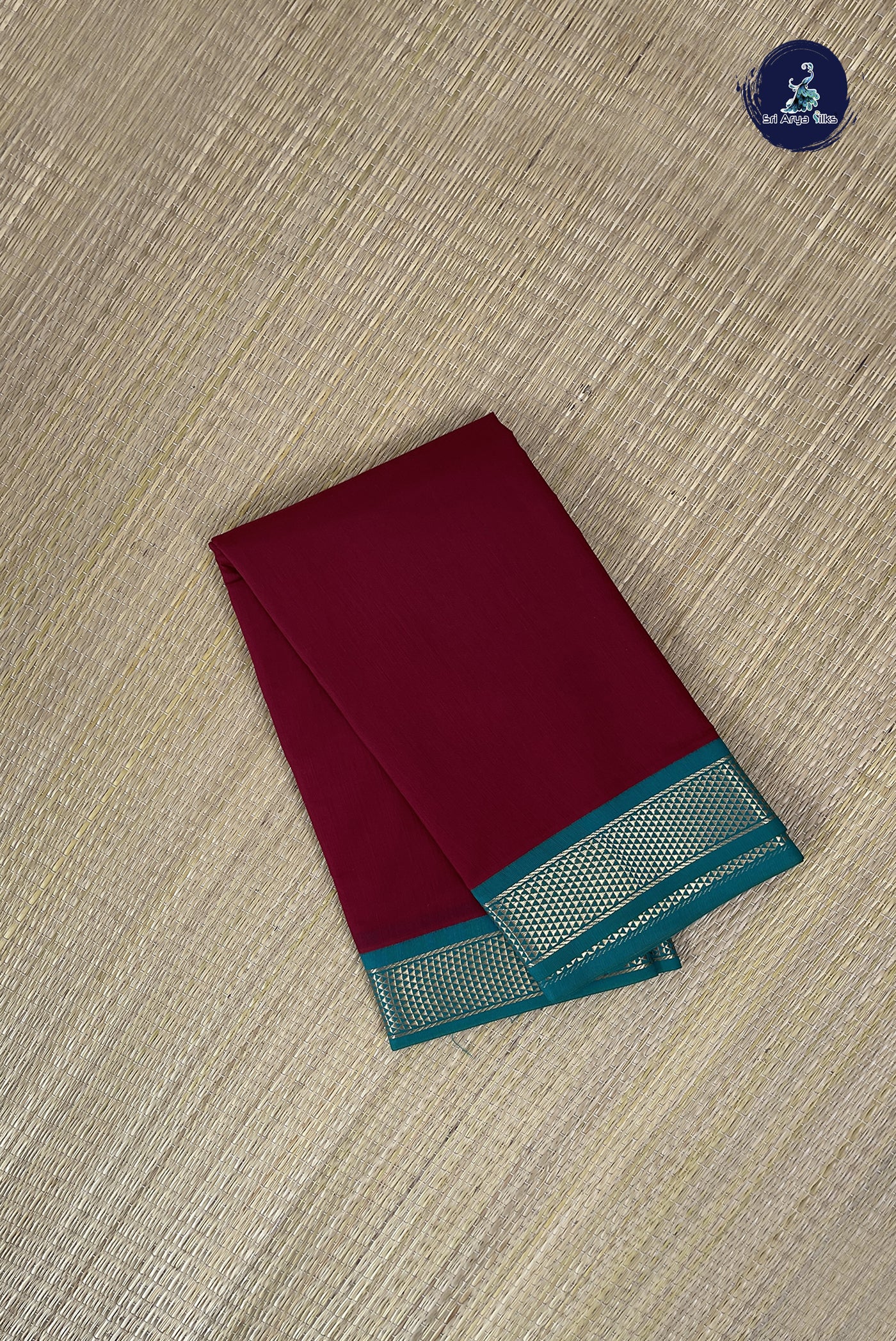 Maroon Budget Semi Silk Cotton Saree With Plain Pattern