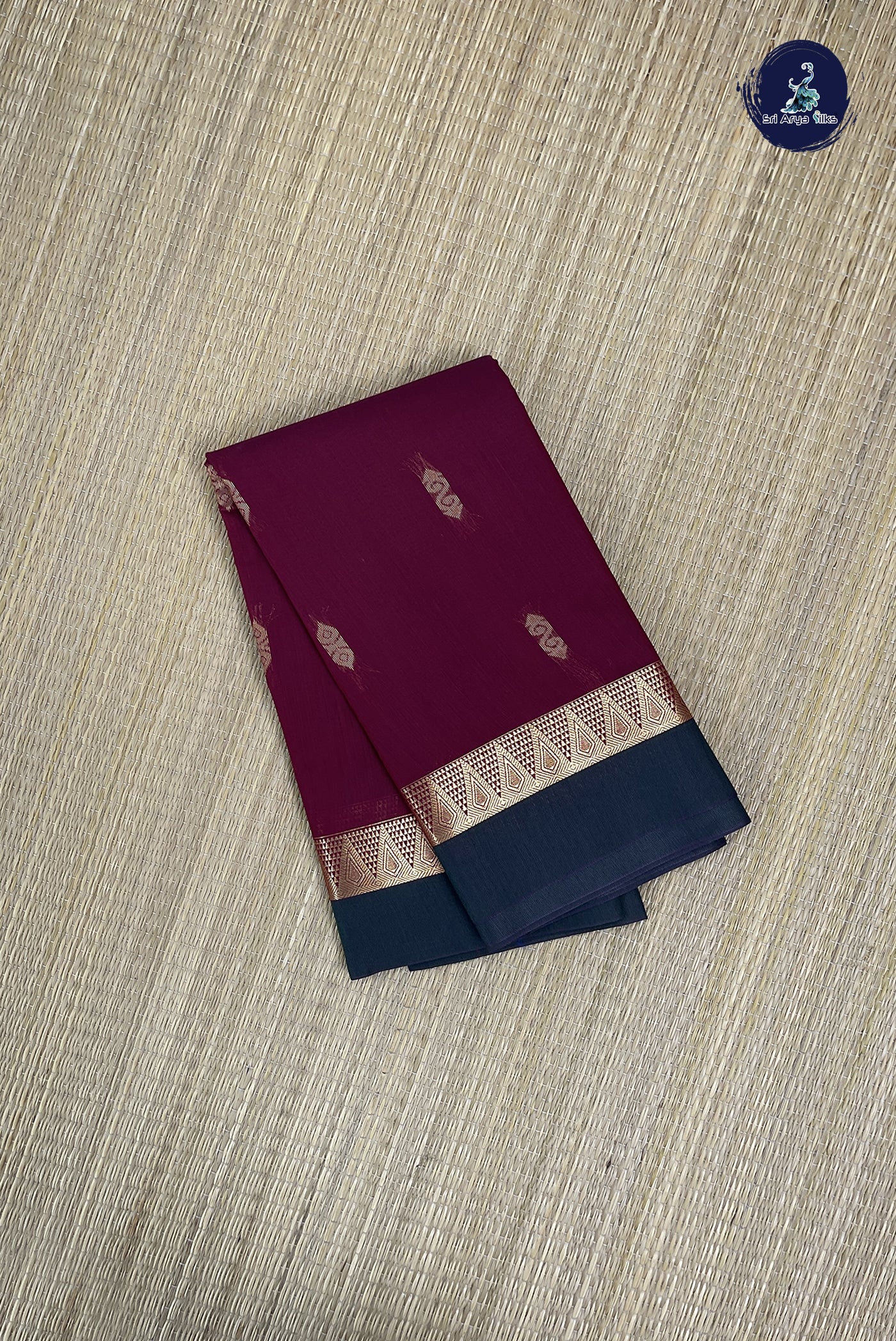 Maroon Budget Semi Silk Cotton Saree With Zari Buttas Pattern