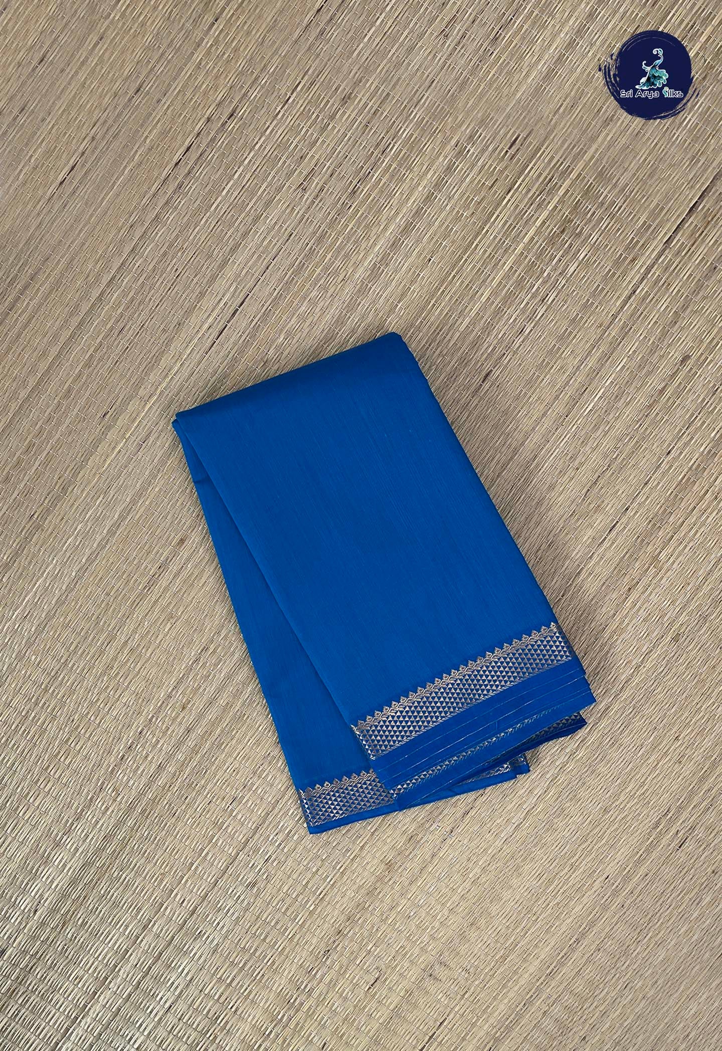 Blue Budget Semi Silk Cotton Saree With Plain Pattern