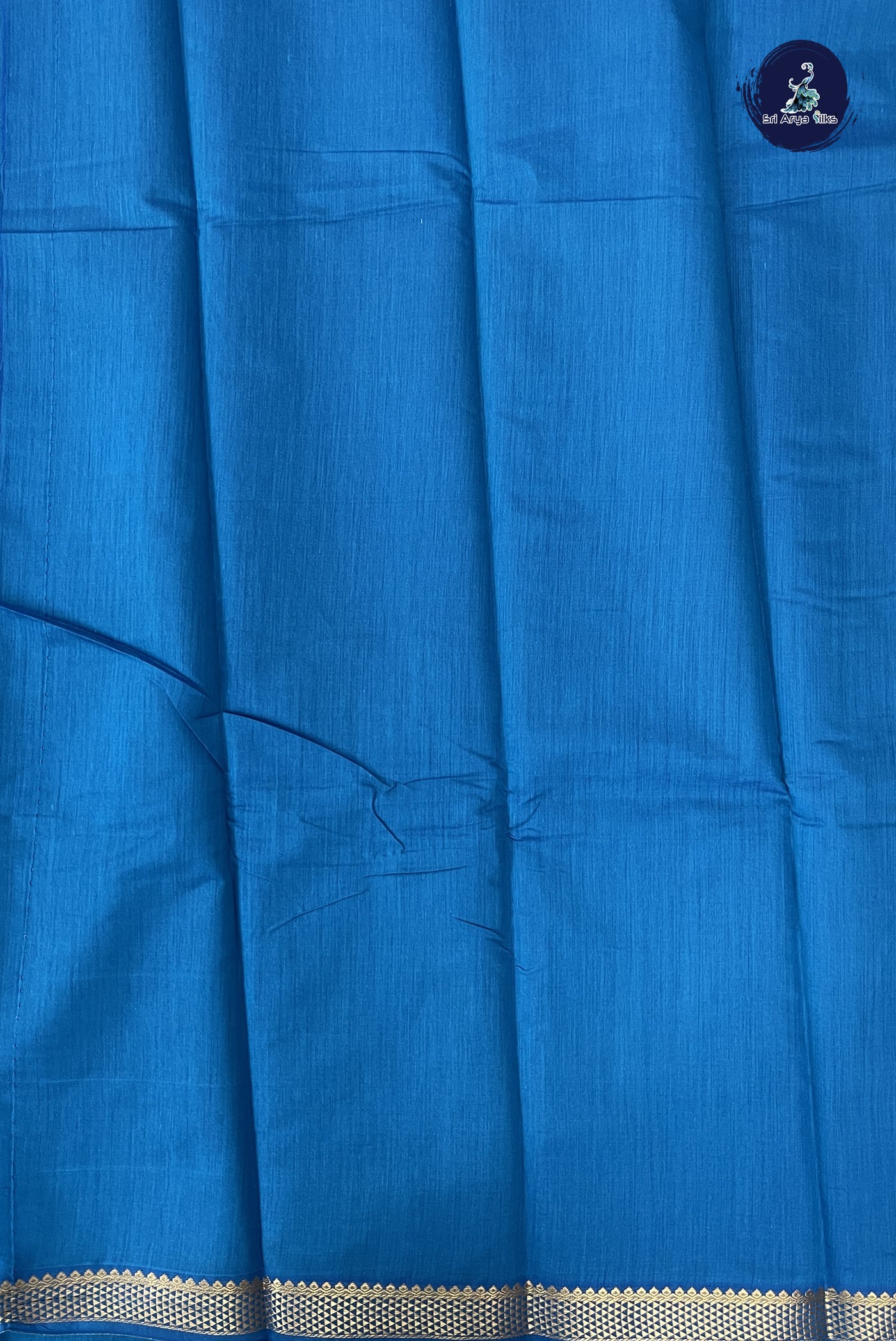 Blue Budget Semi Silk Cotton Saree With Plain Pattern
