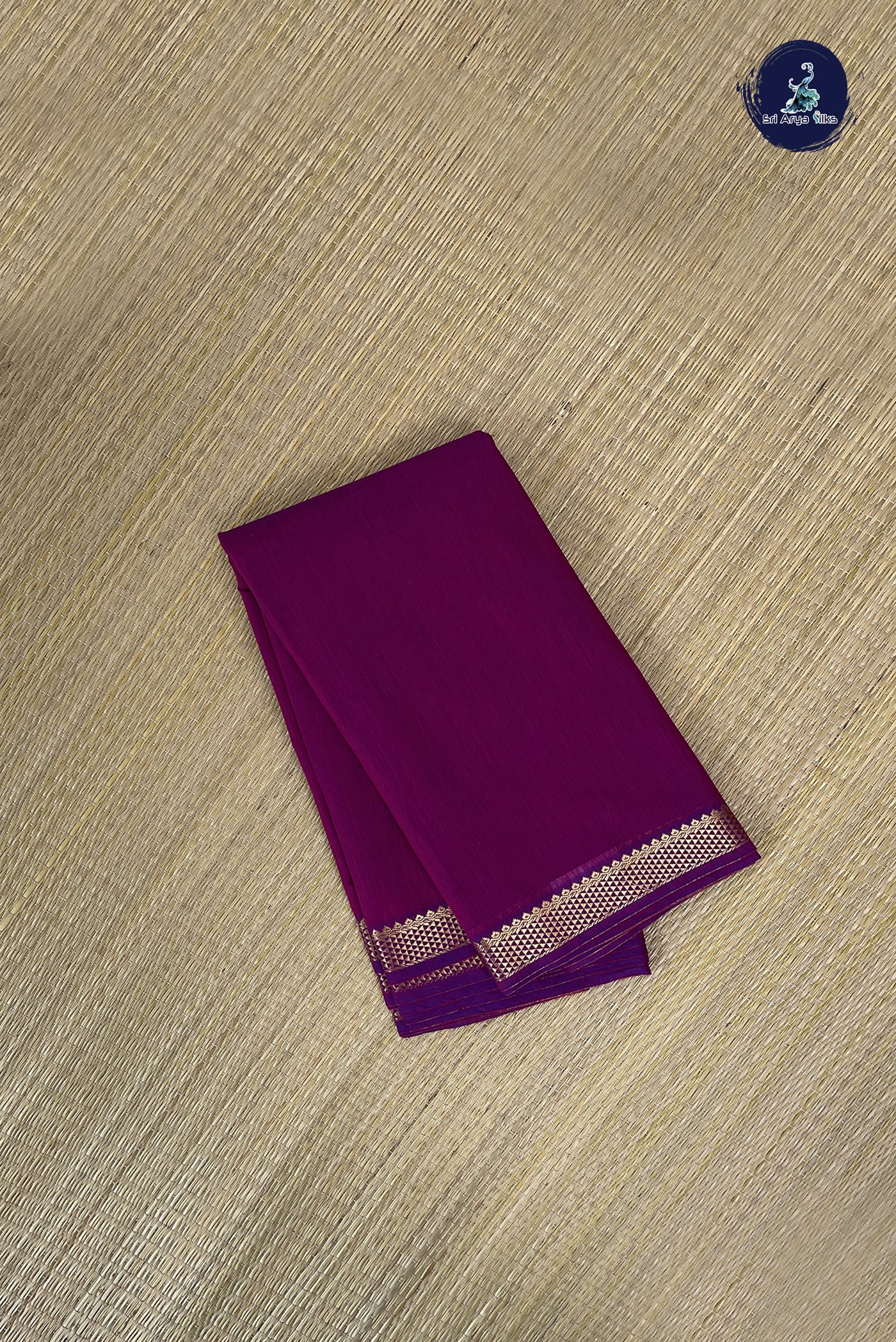 Purple Budget Semi Silk Cotton Saree With Plain Pattern