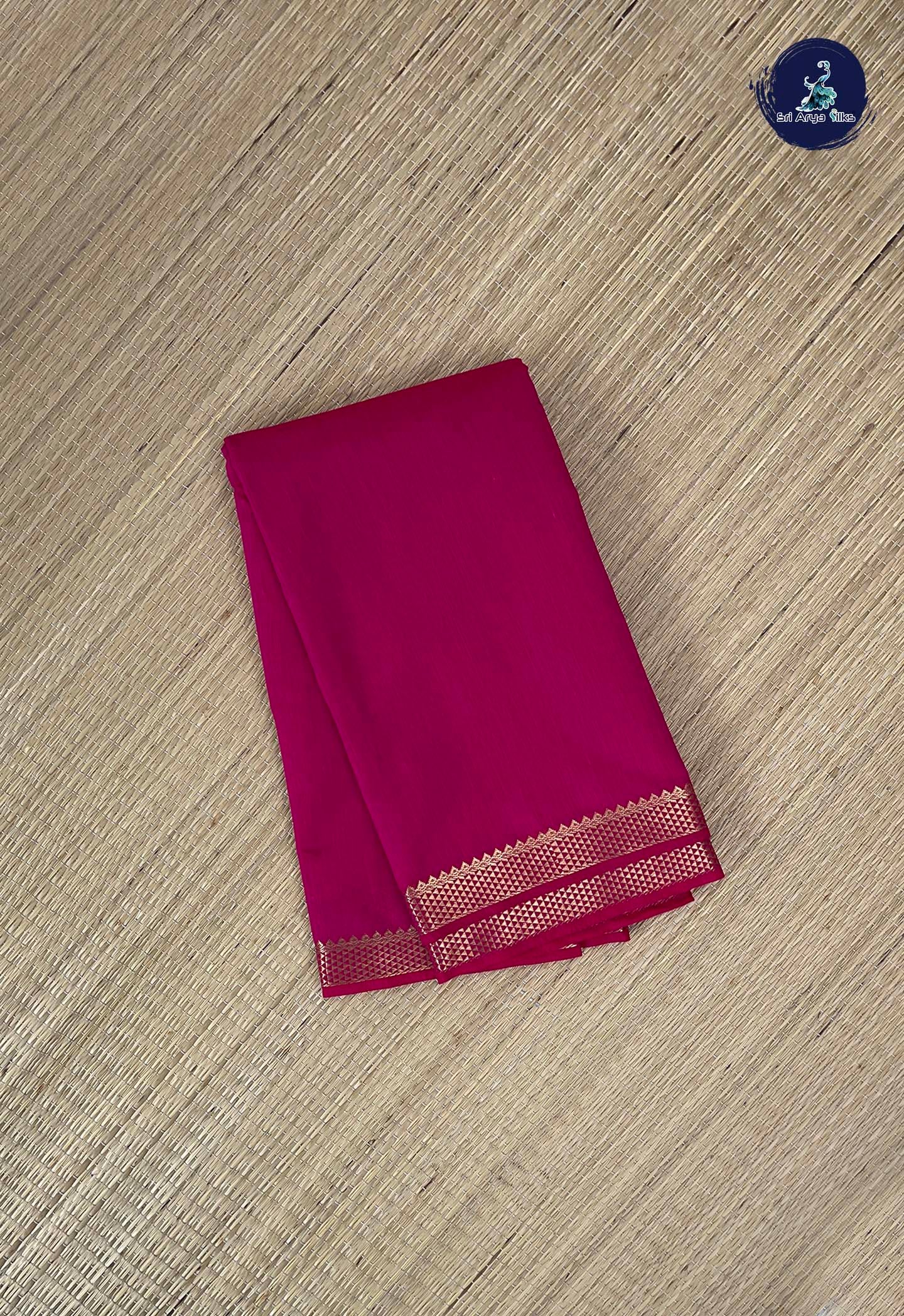 Dark Pink Budget Semi Silk Cotton Saree With Plain Pattern