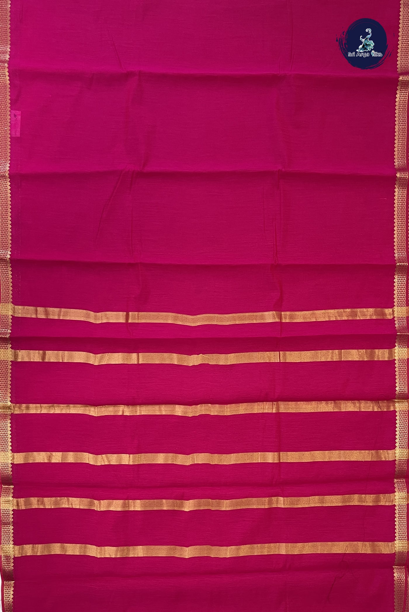 Dark Pink Budget Semi Silk Cotton Saree With Plain Pattern