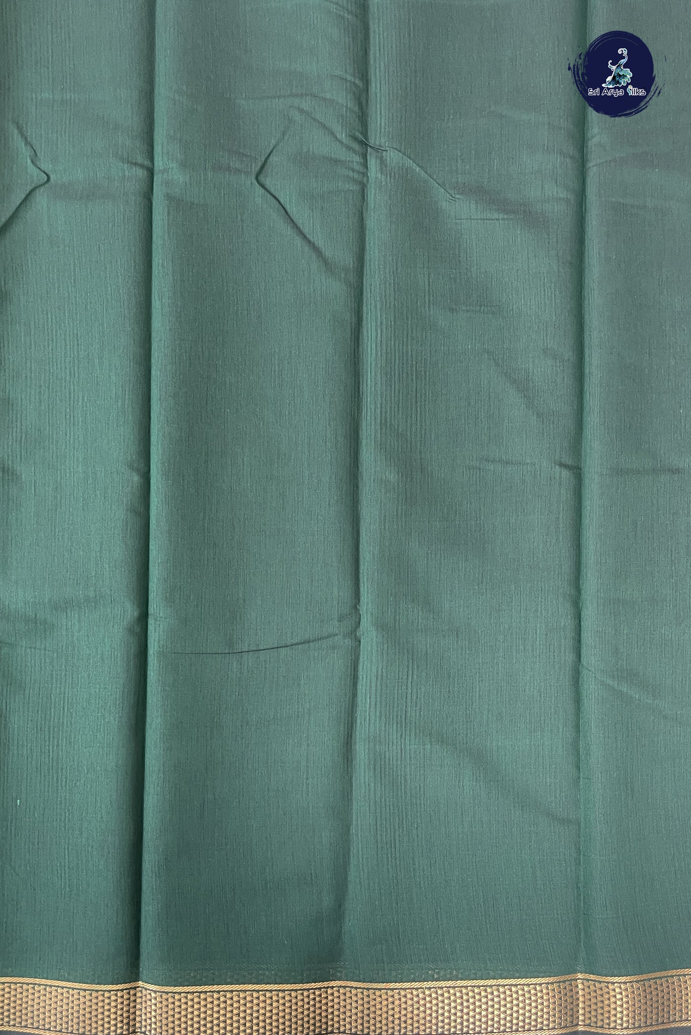 Dark Green Budget Semi Silk Cotton Saree With Plain Pattern