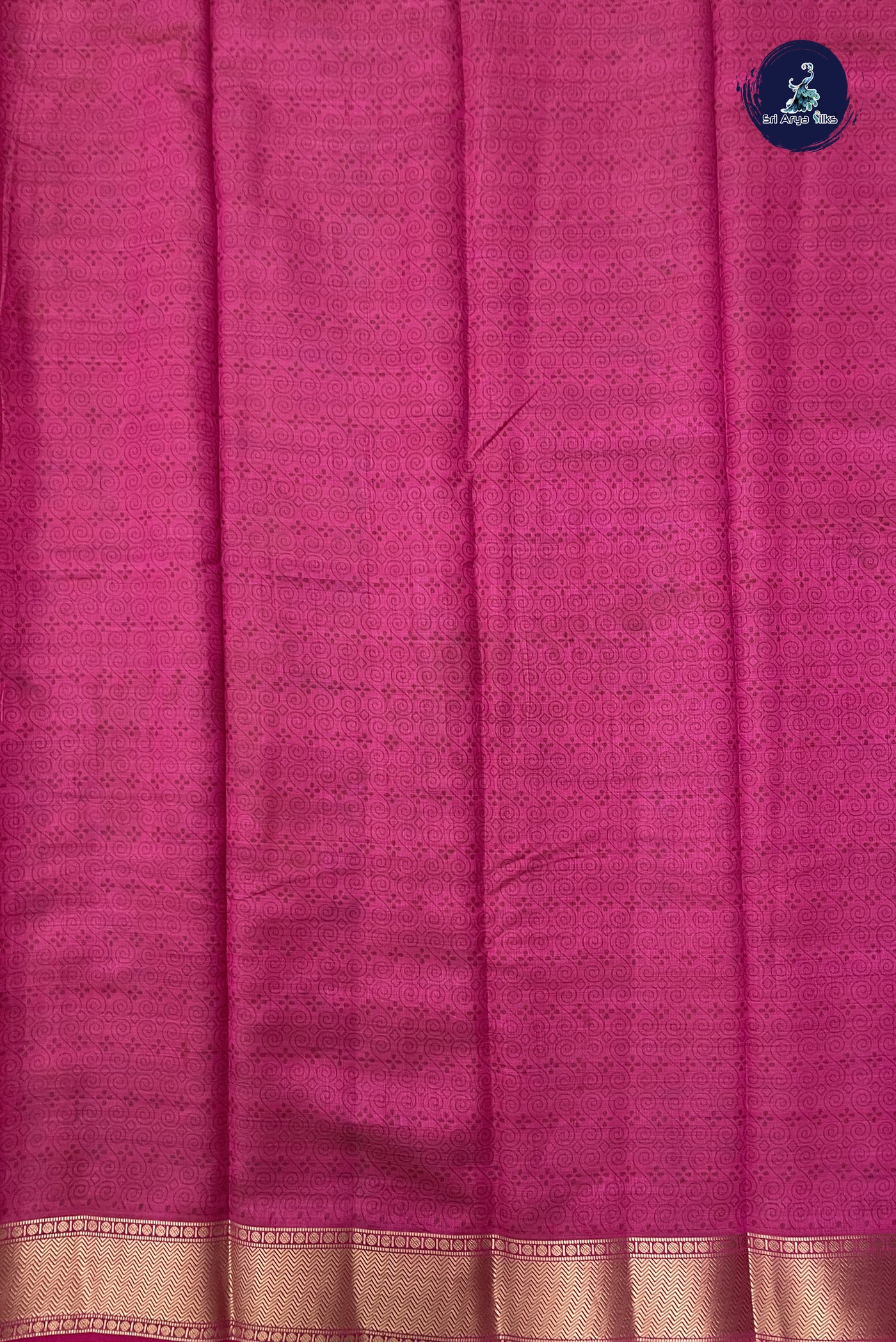 Rani Pink Semi Tussar Saree With Printed Pattern