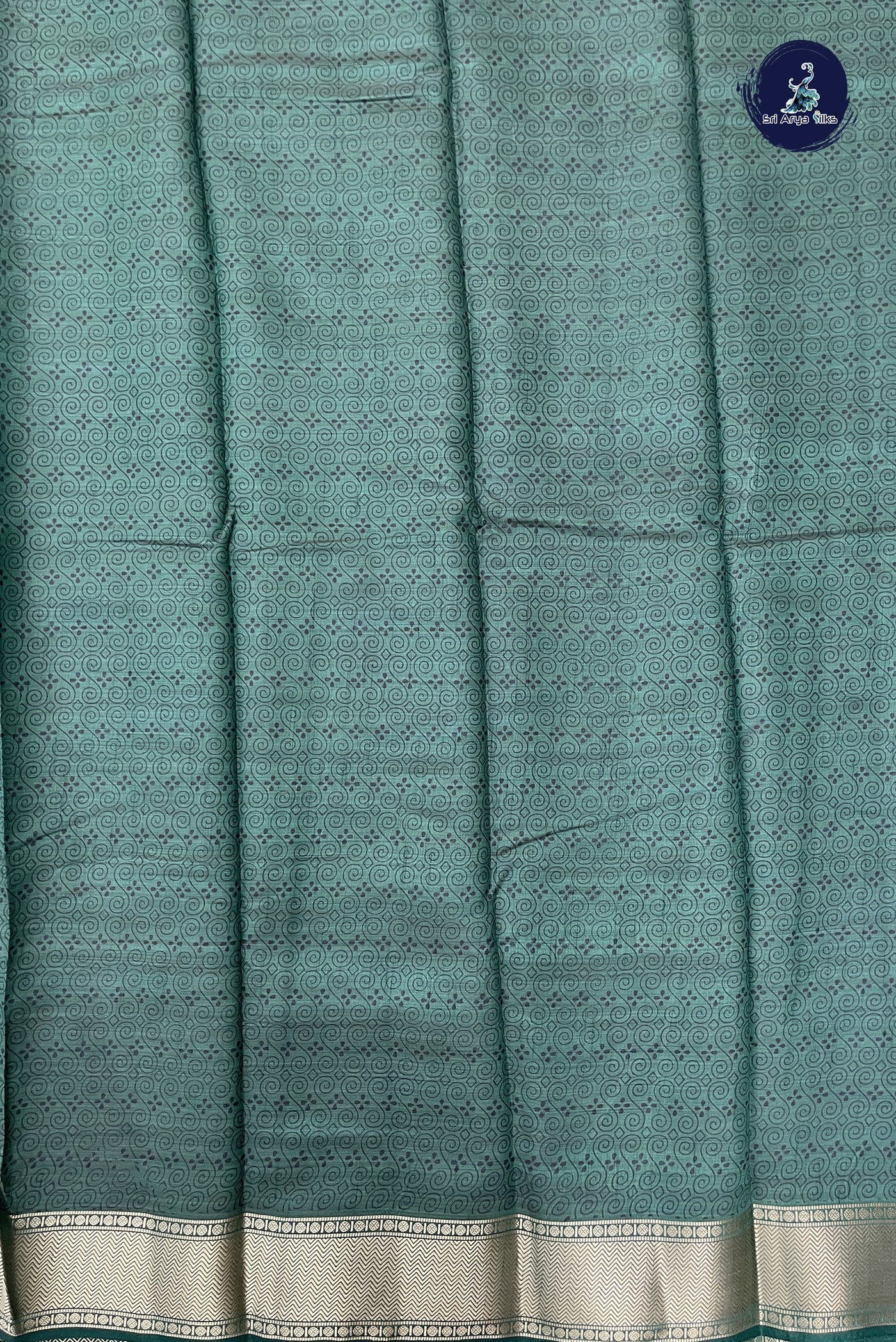 Dark Green Semi Tussar Saree With Printed Pattern
