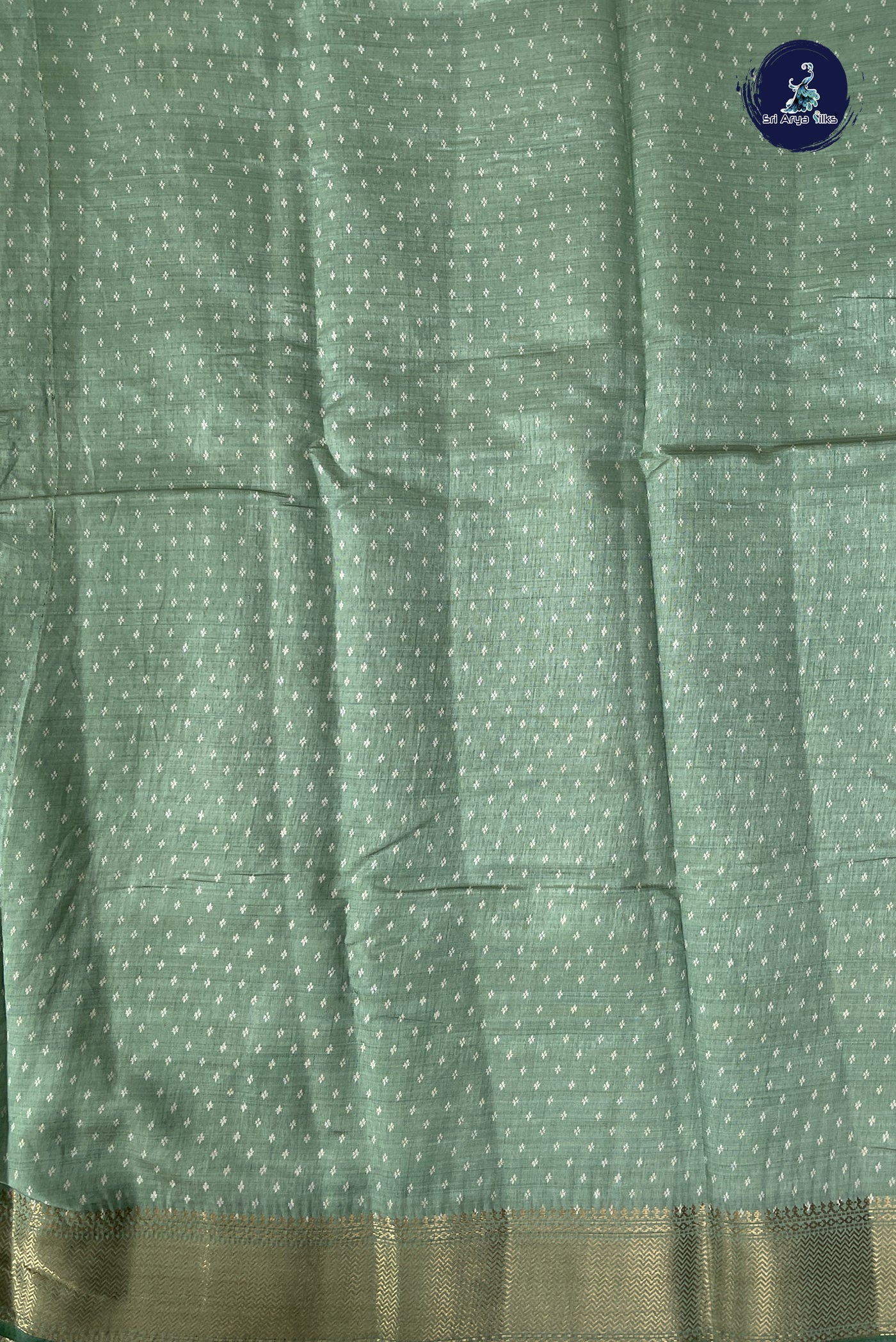 Pastel Green Semi Tussar Saree With Printed Pattern