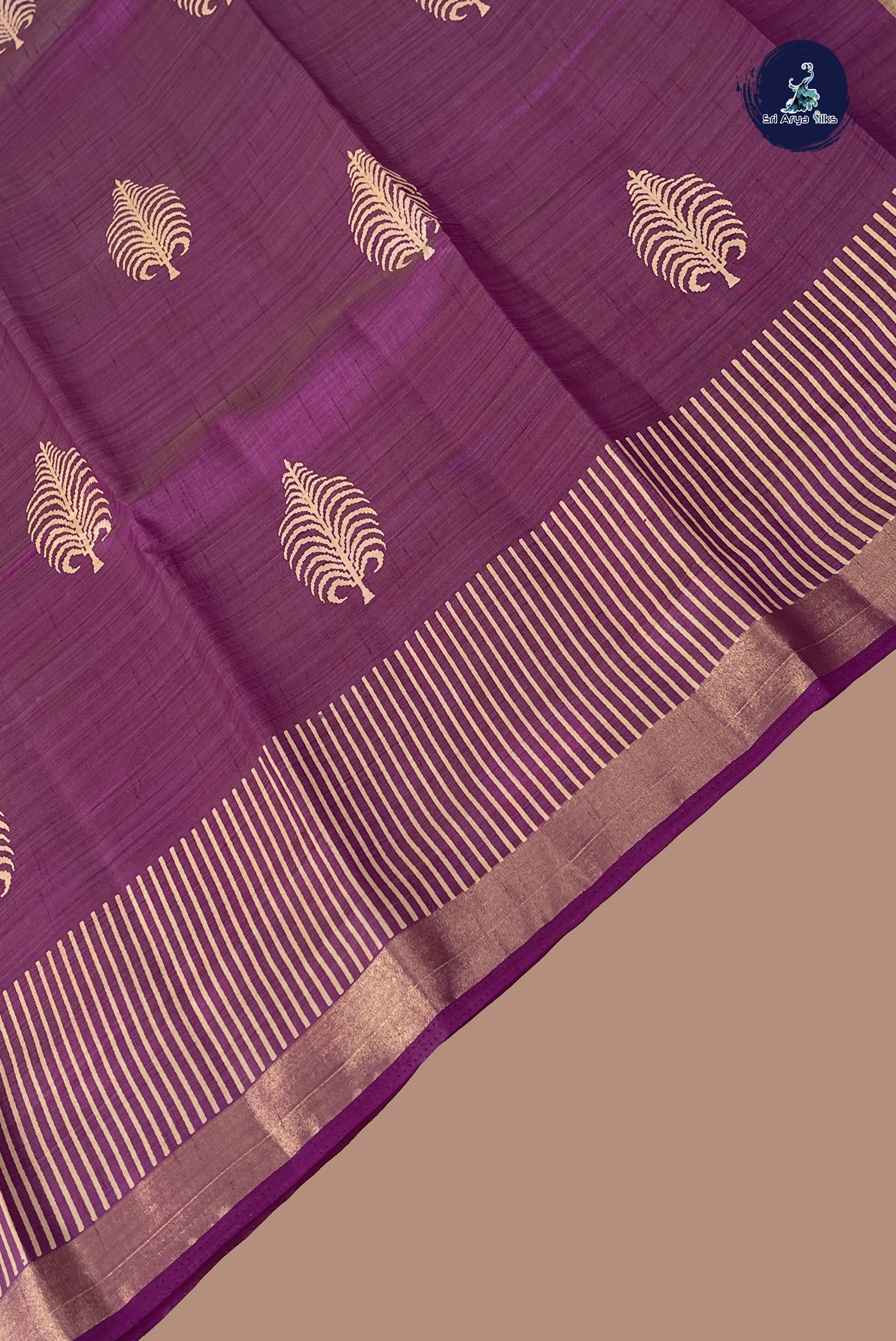 Dual Tone Purple Semi Tussar Saree With Printed Pattern