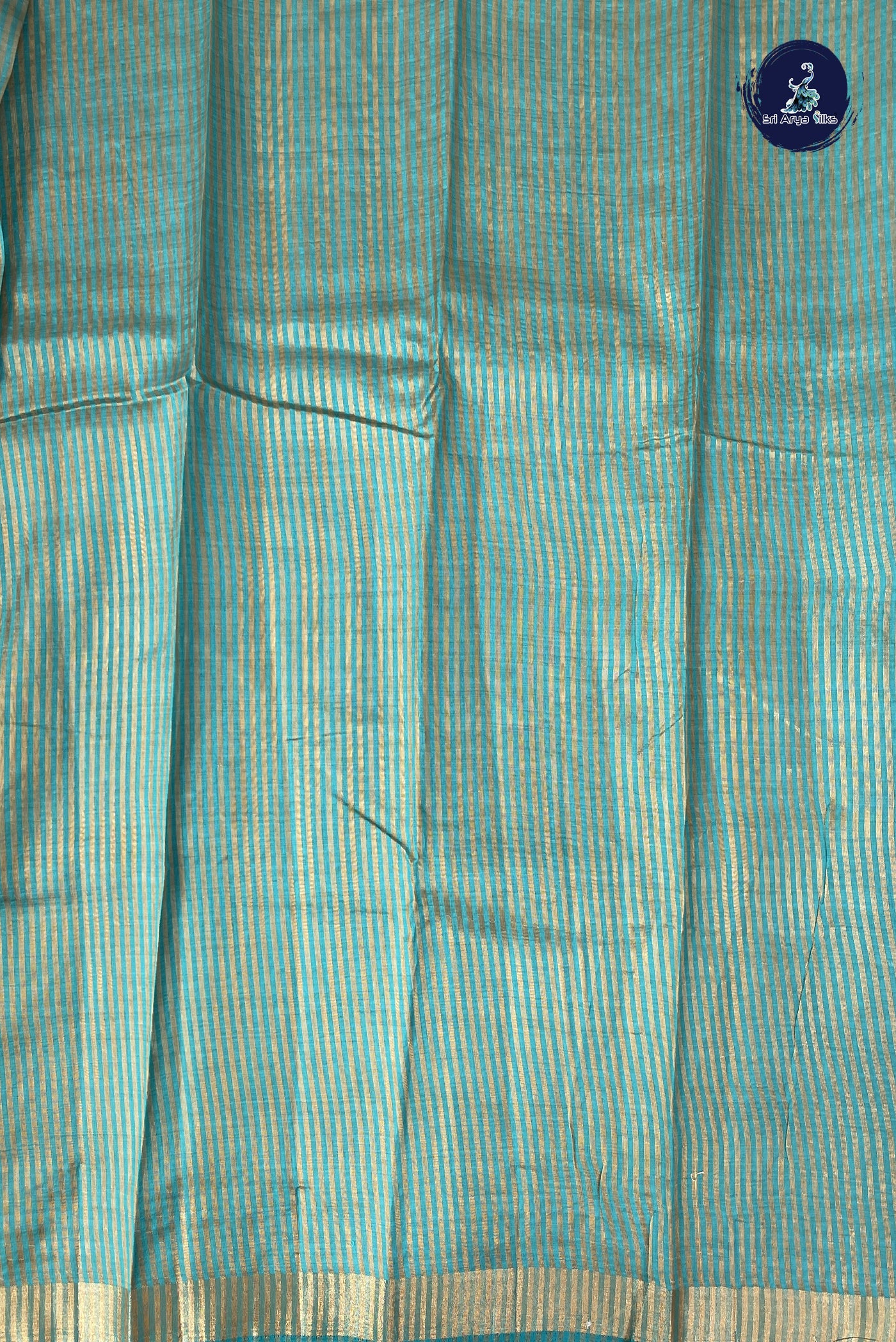 Turquoise Semi Tussar Saree With Printed Pattern