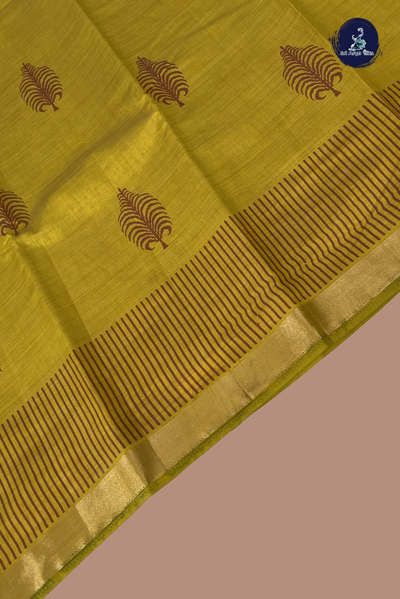 Mustard Yellow Semi Tussar Saree With Printed Pattern