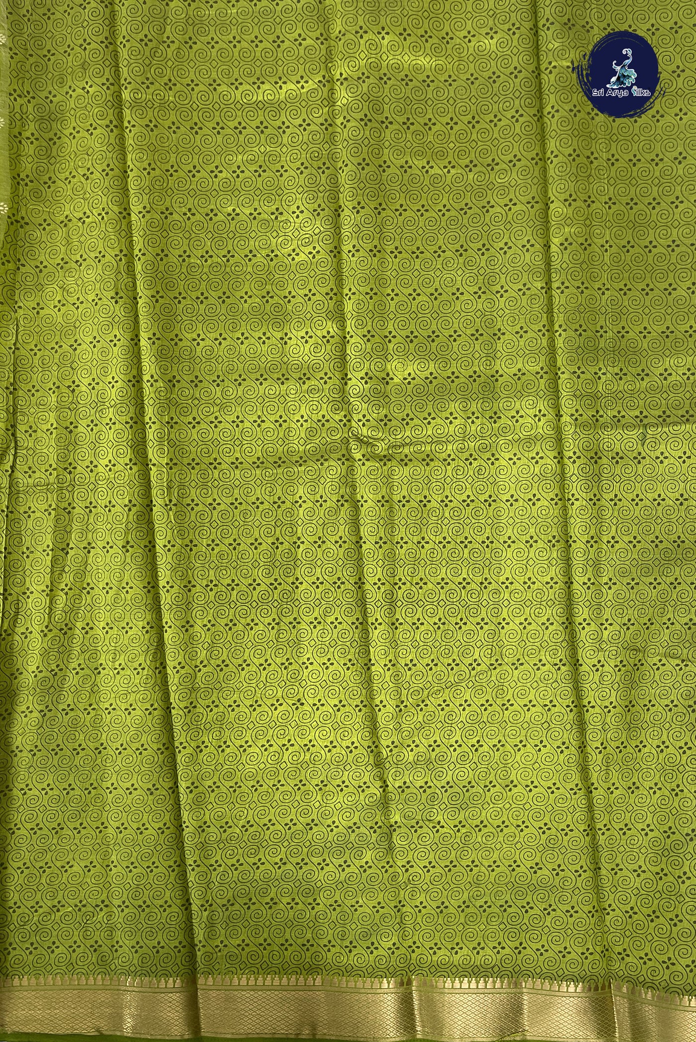 Lime Green Semi Tussar Saree With Printed Pattern
