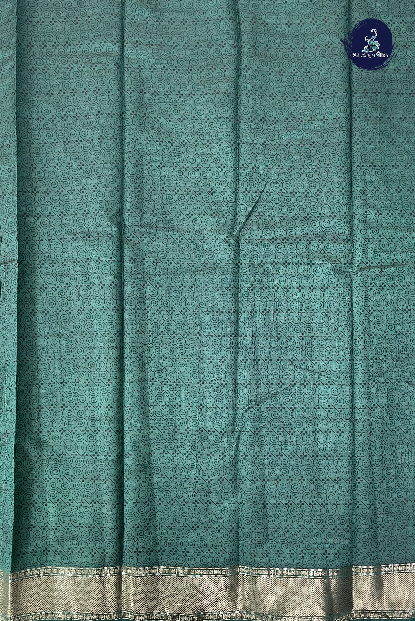 Dark Green Semi Tussar Saree With Printed Pattern