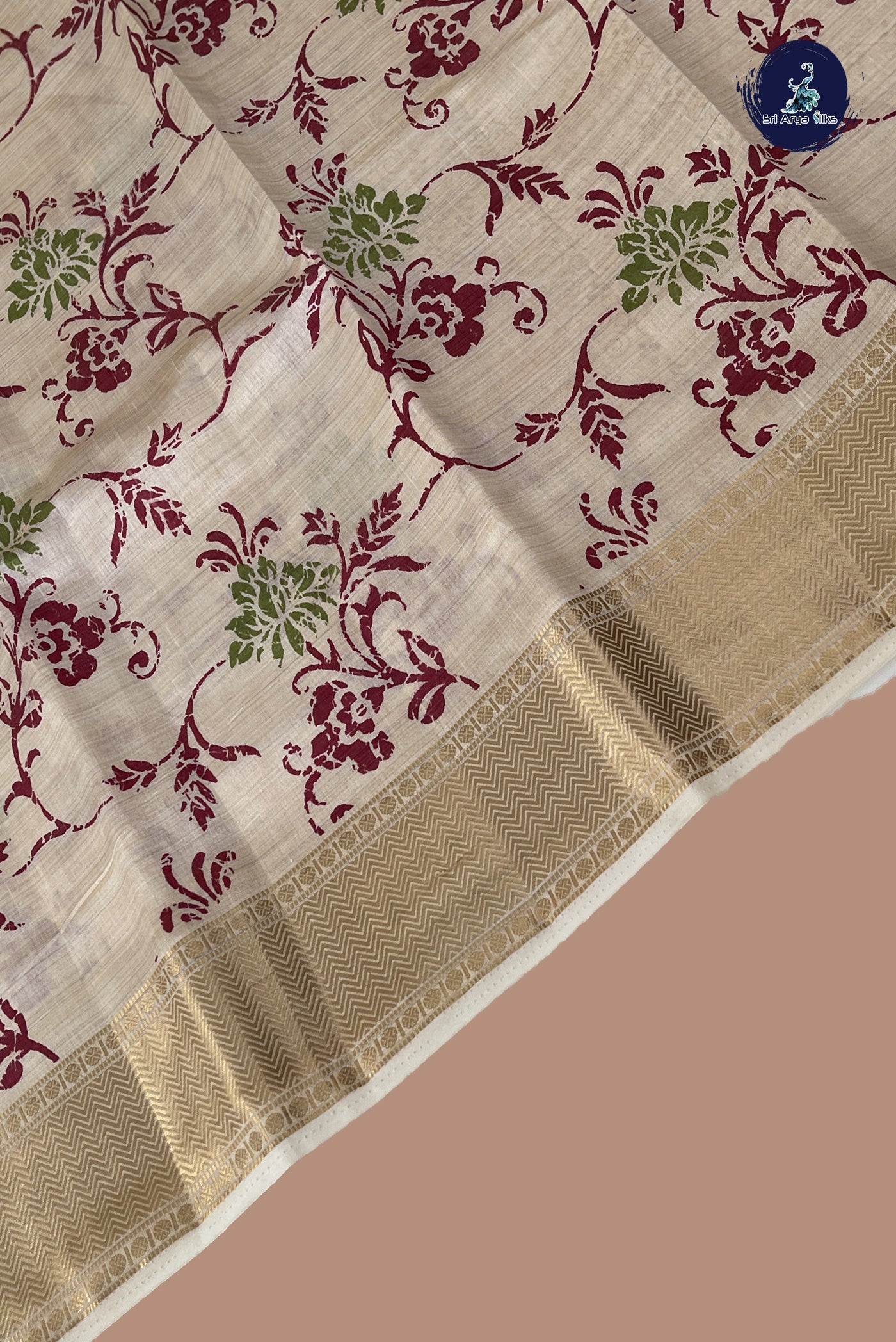 Off White Semi Tussar Saree With Printed Pattern