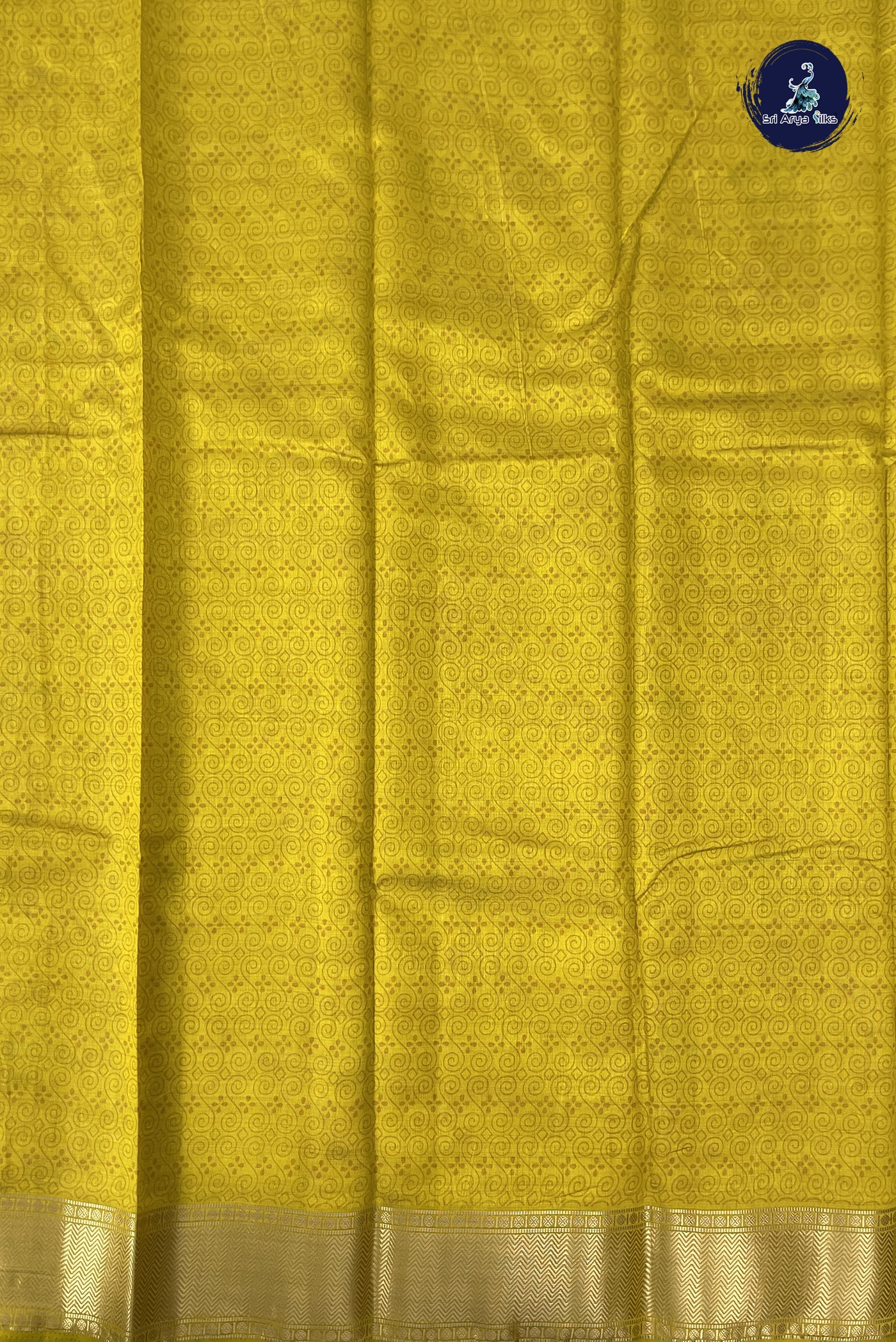 Mustard Semi Tussar Saree With Printed Pattern