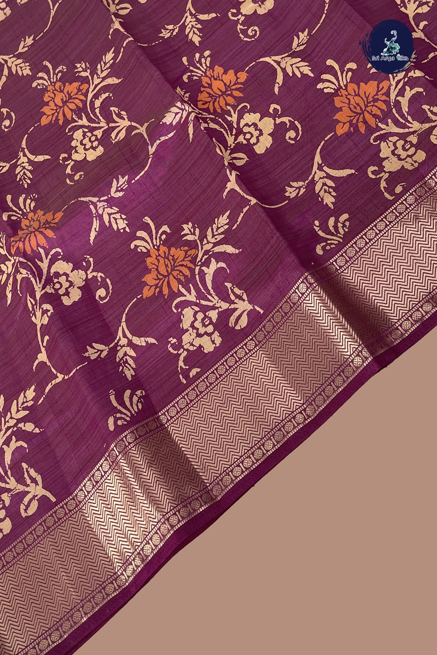 Dual Tone Purple Semi Tussar Saree With Printed Pattern