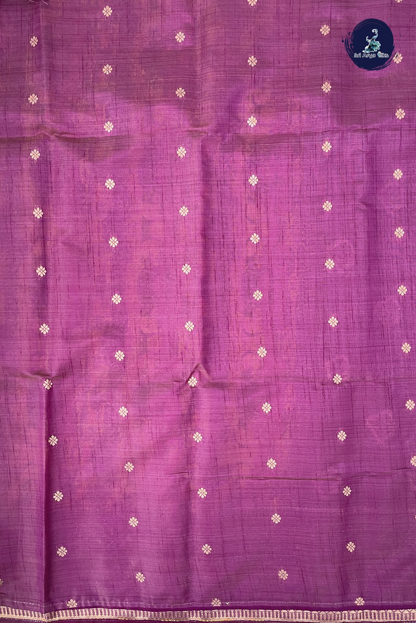 Purple Semi Tussar Saree With Zari Buttas Pattern