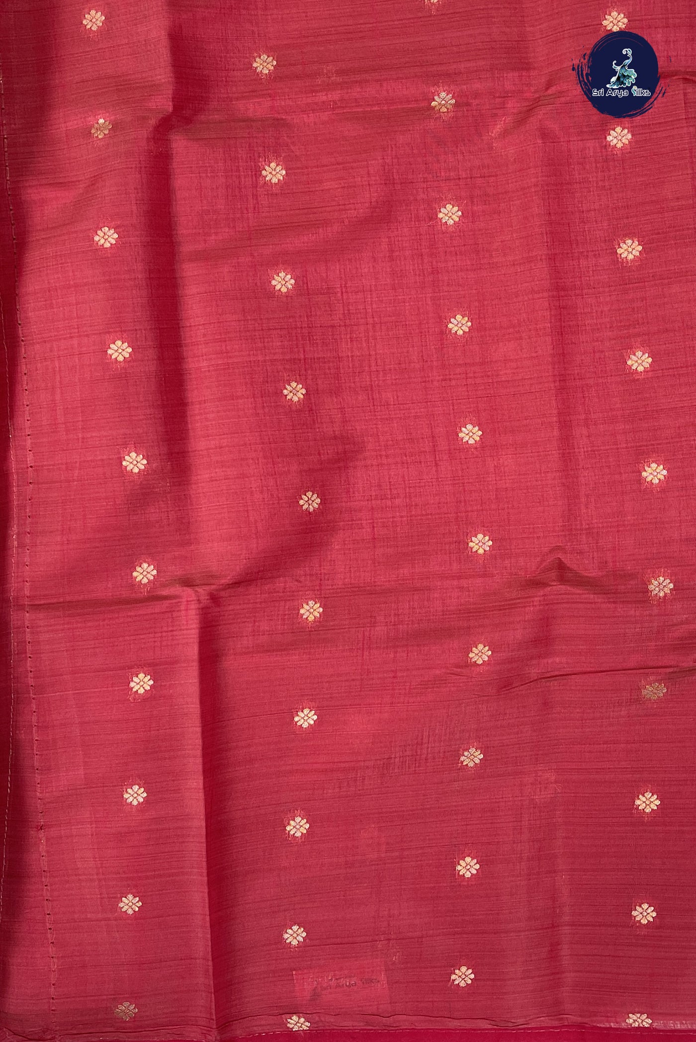 Reddish Pink Semi Tussar Saree With Zari Buttas Pattern