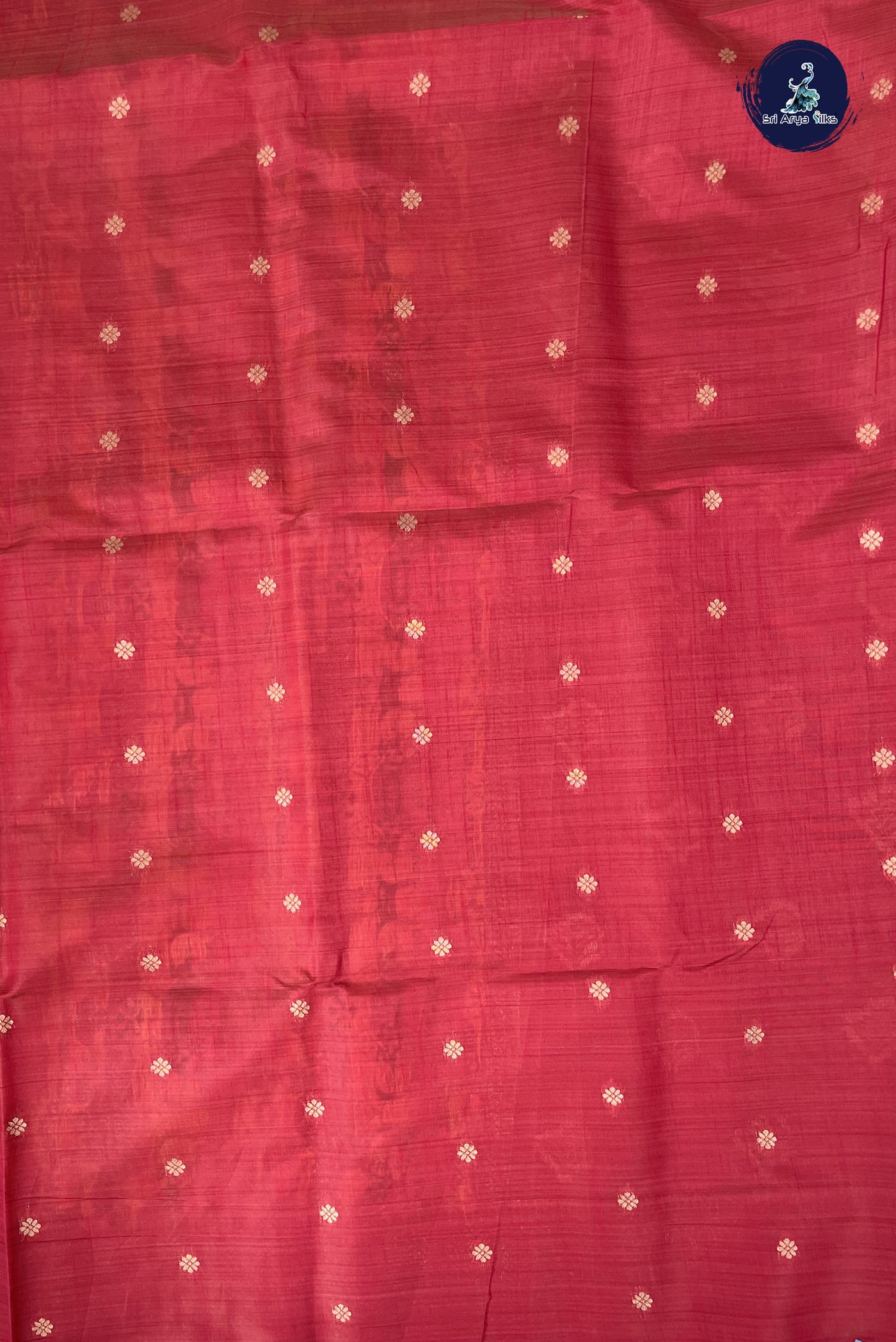 Reddish Pink Semi Tussar Saree With Zari Buttas Pattern