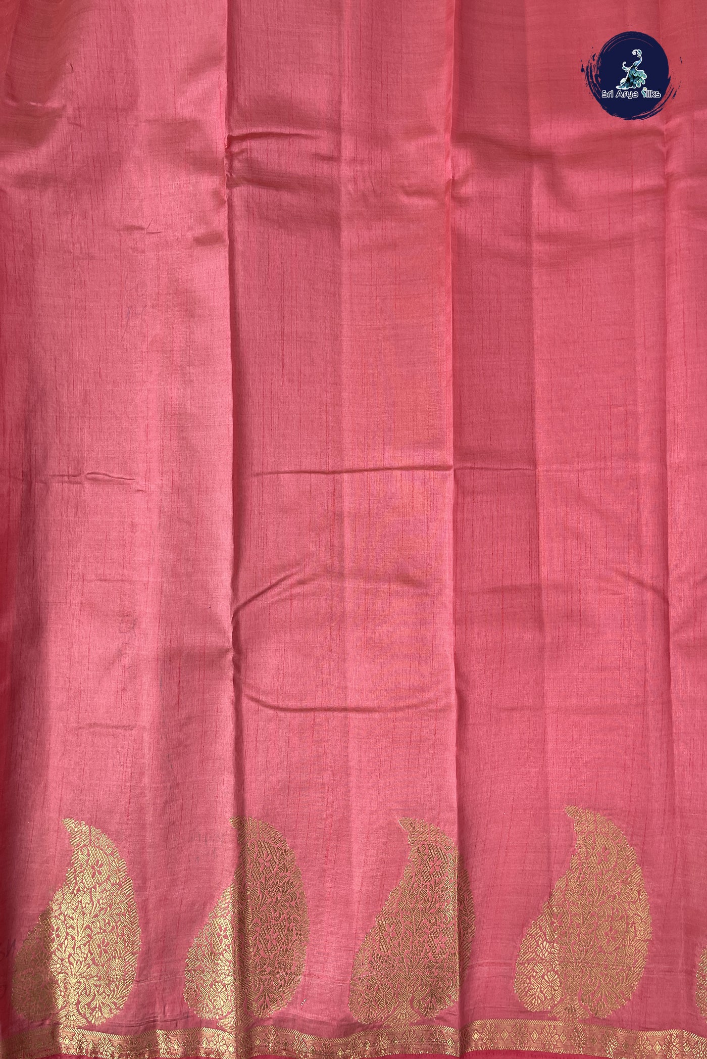 Pink Semi Tussar Saree With Plain Pattern