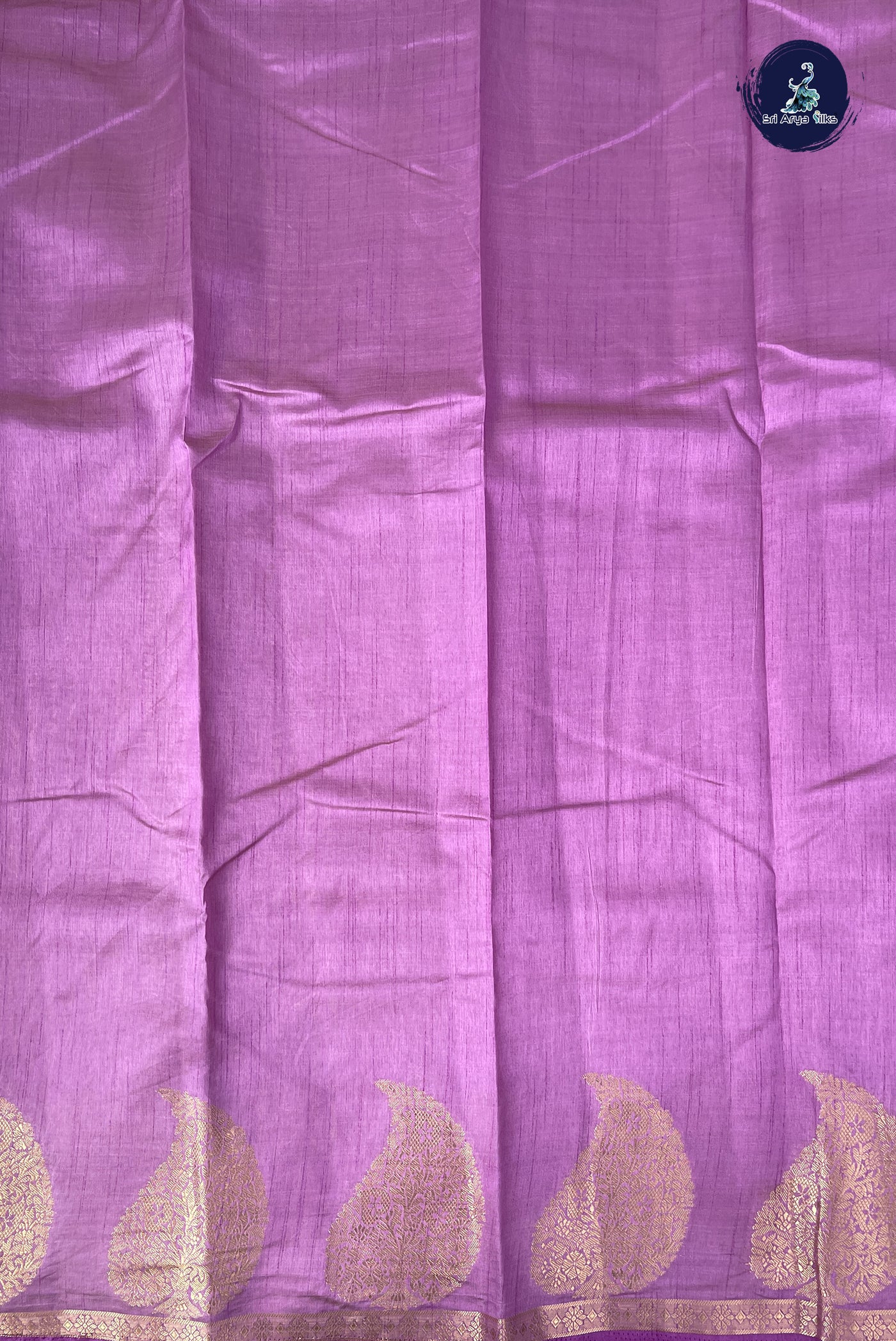 Lavender Semi Tussar Saree With Plain Pattern