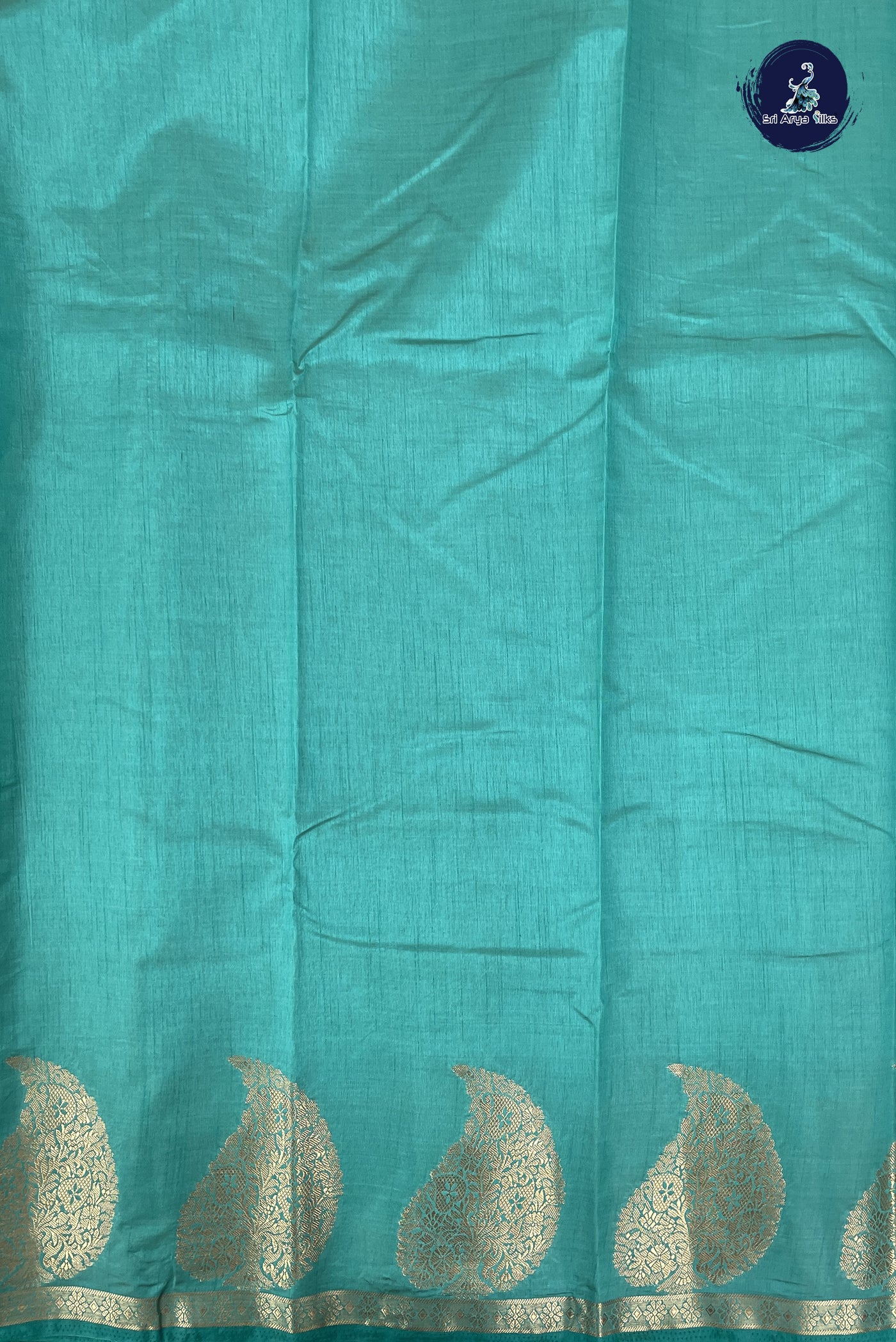 Teal Semi Tussar Saree With Plain Pattern